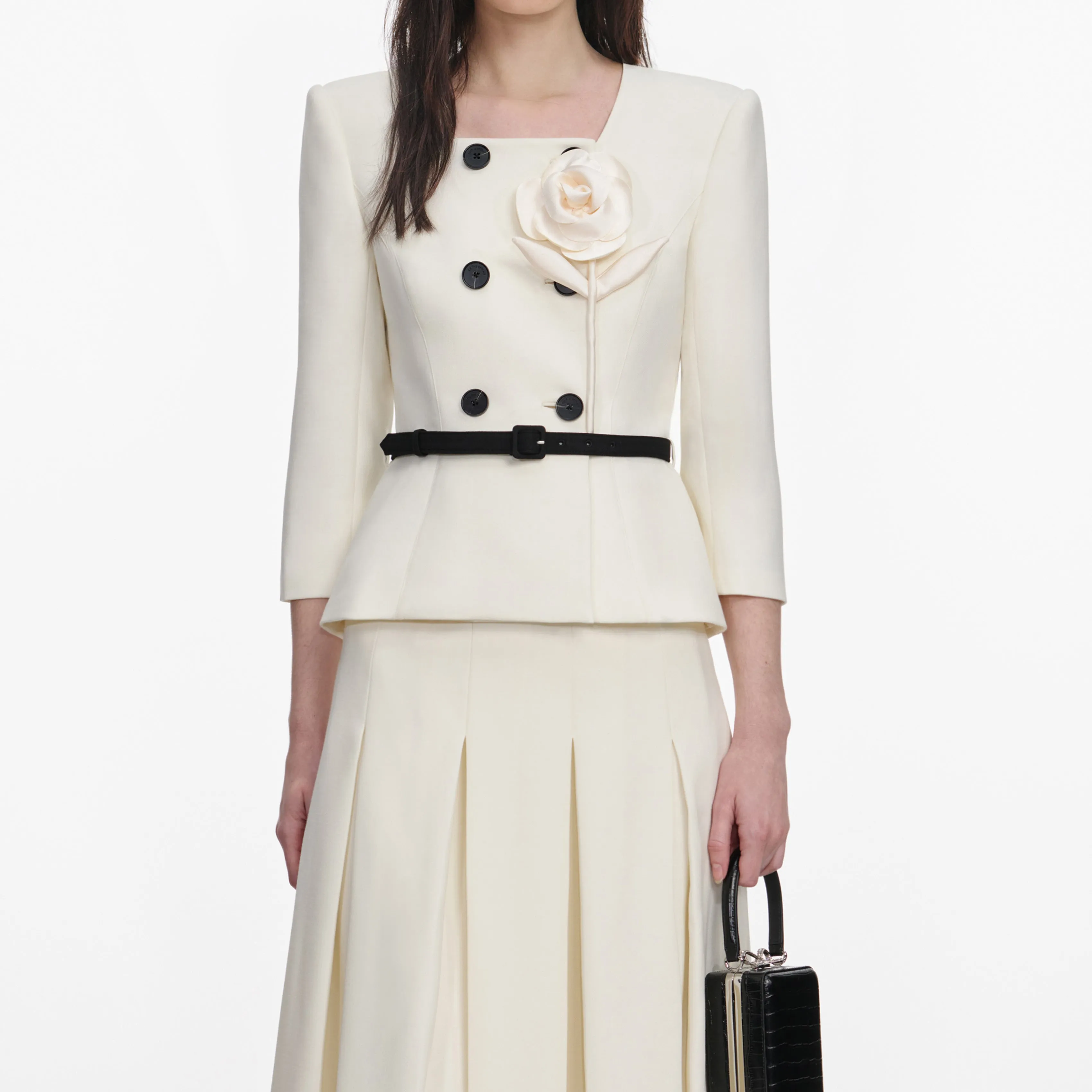 Cream 3D Flower Tailored Midi Dress sold by Self-Portrait product image thumbnail 4