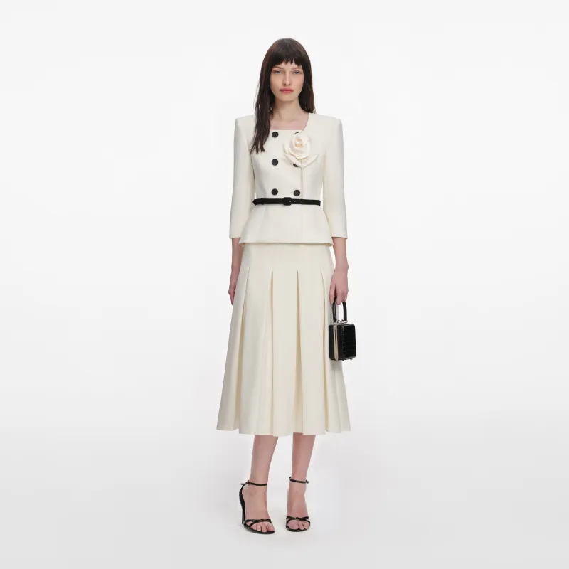 Cream 3D Flower Tailored Midi Dress made by Self-Portrait