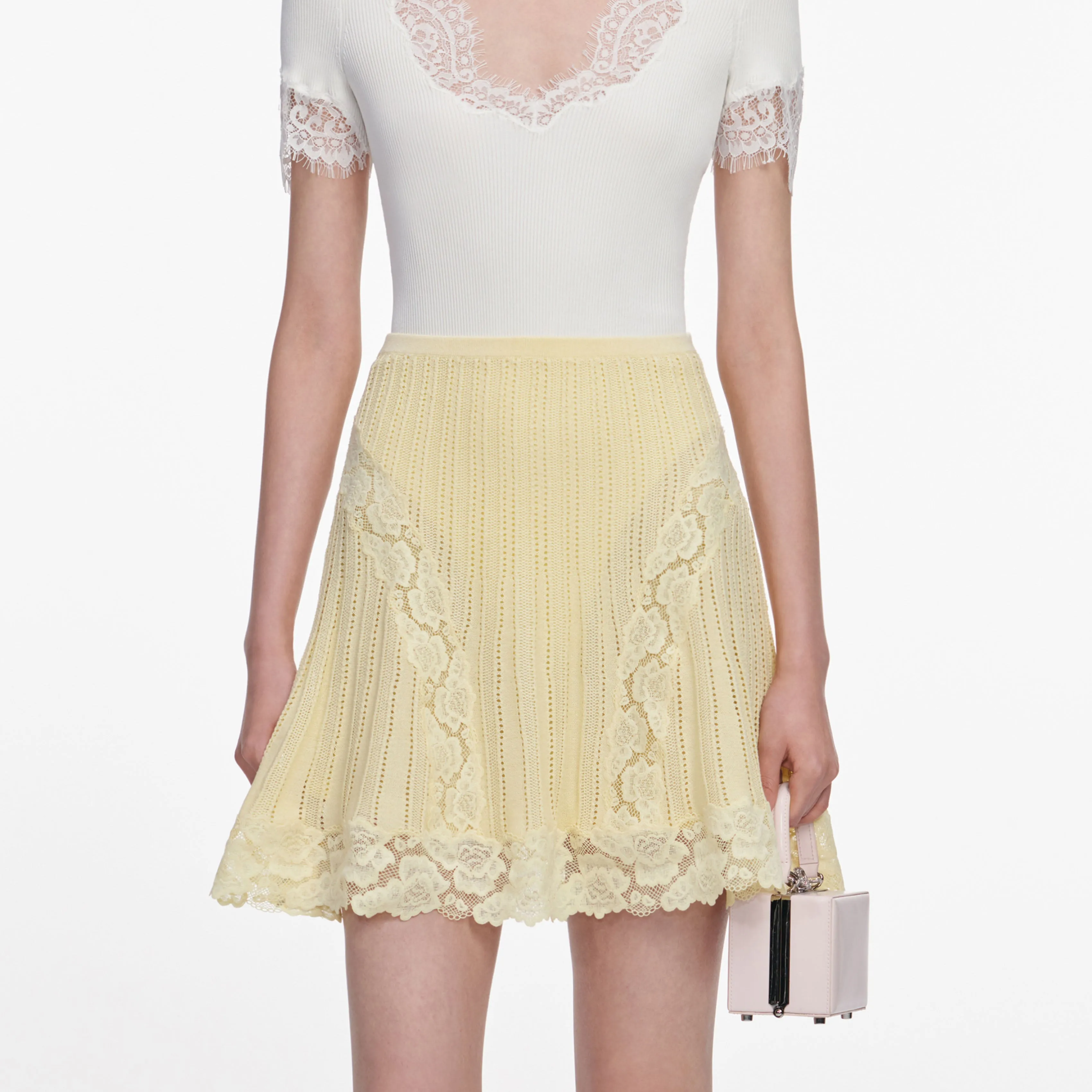 Yellow Pointelle Knit Mini Skirt sold by Self-Portrait product image thumbnail 4