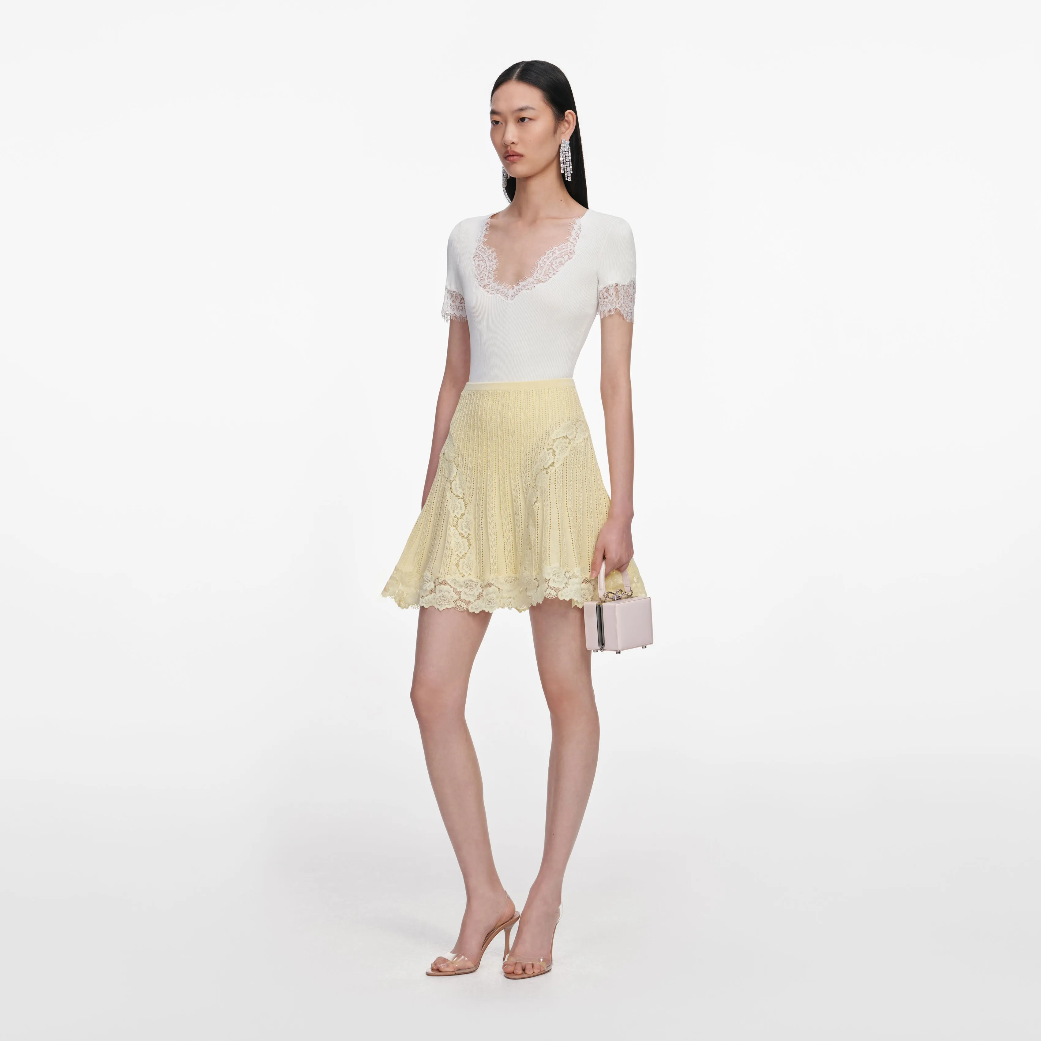 Yellow Pointelle Knit Mini Skirt sold by Self-Portrait product image thumbnail 2