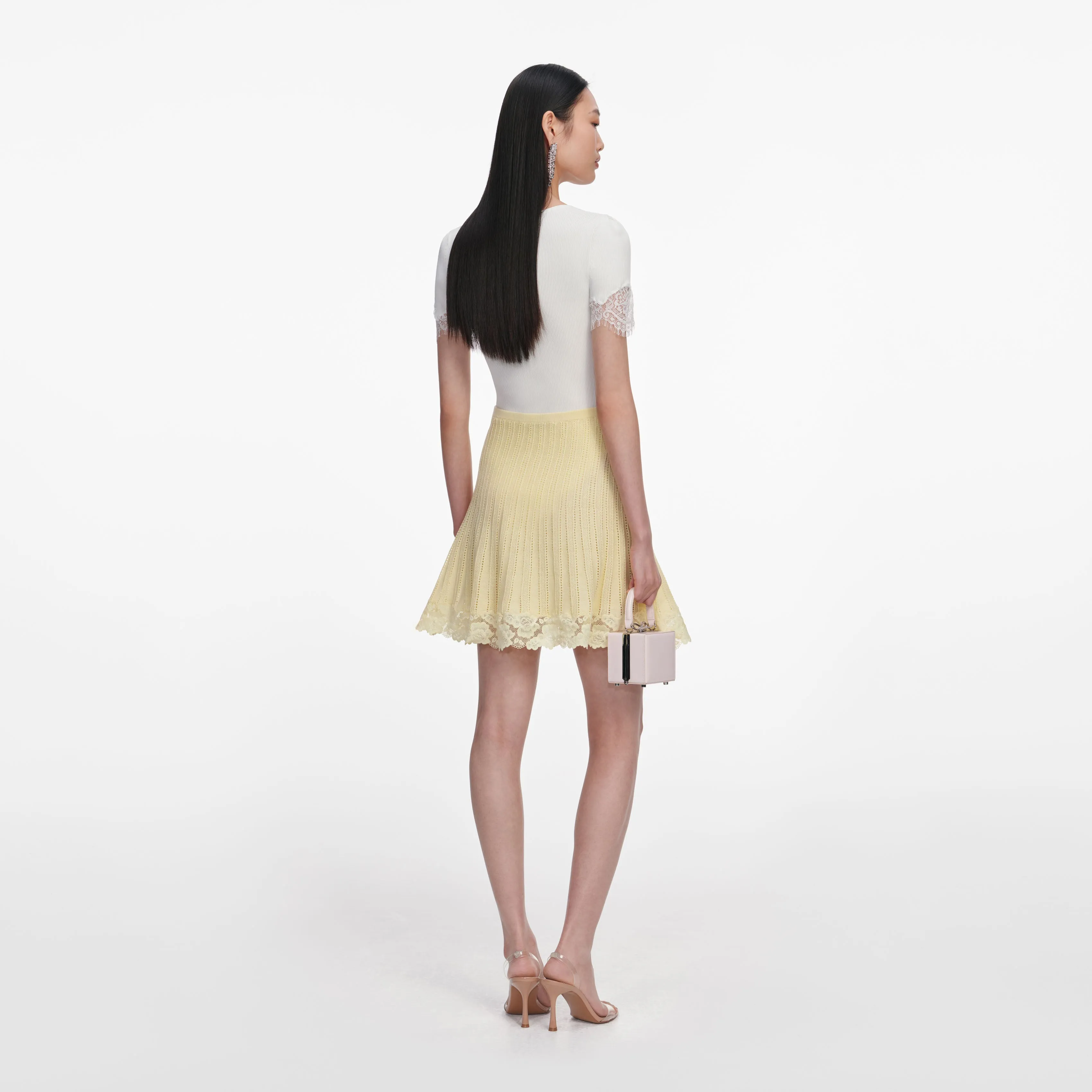 Yellow Pointelle Knit Mini Skirt sold by Self-Portrait product image thumbnail 3