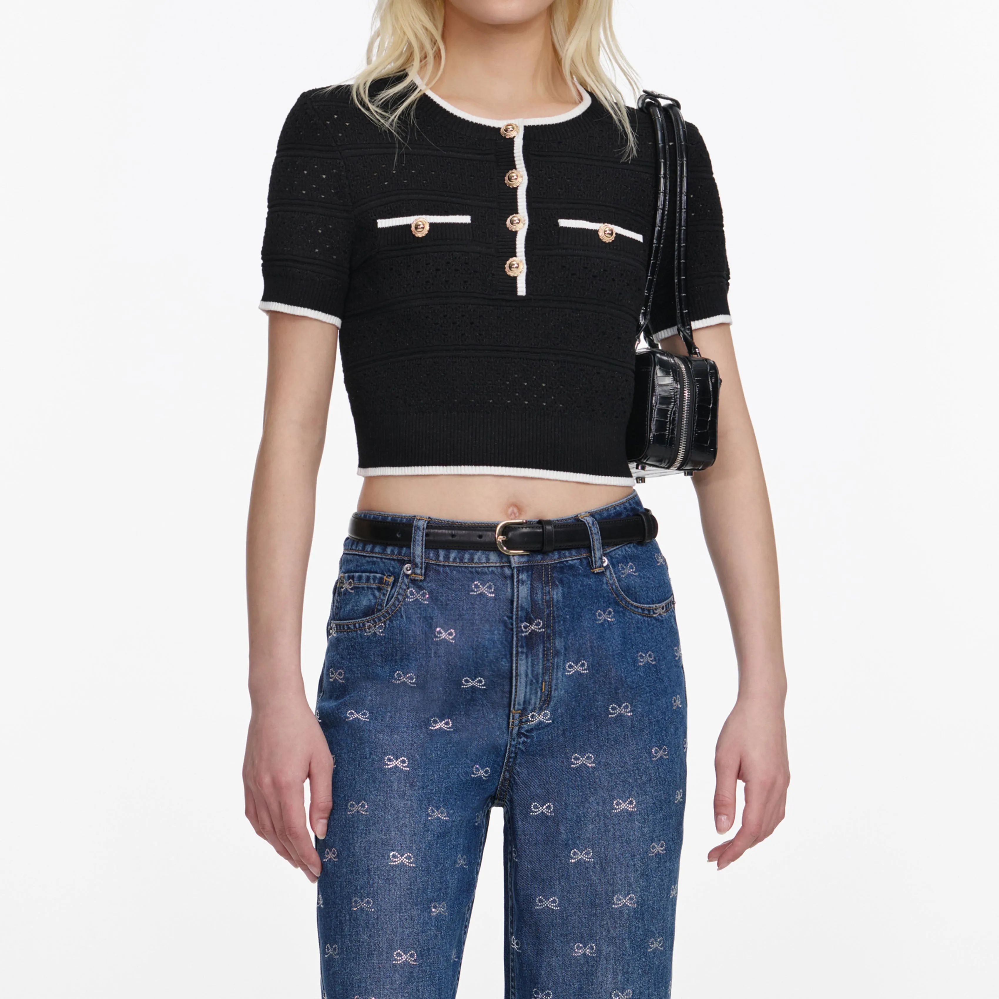 Lightweight Bow Embellished Jeans sold by Self-Portrait product image thumbnail 4