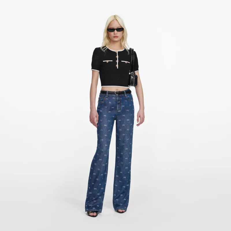 Lightweight Bow Embellished Jeans made by Self-Portrait