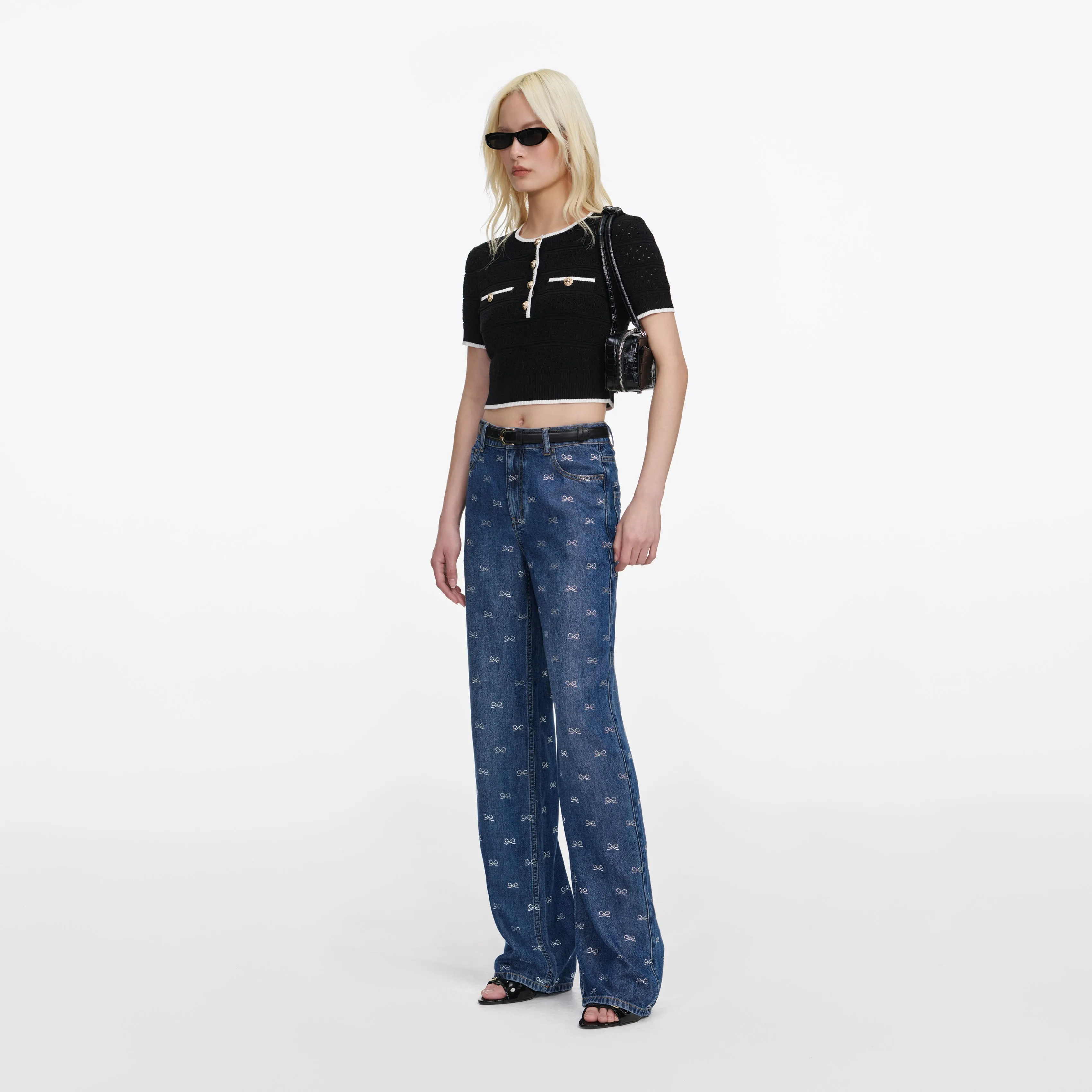Lightweight Bow Embellished Jeans sold by Self-Portrait product image thumbnail 2