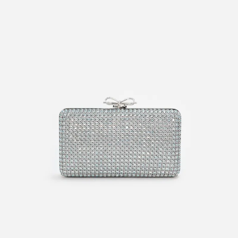 Blue Crystal Chainmail Clutch Bag made by Self-Portrait