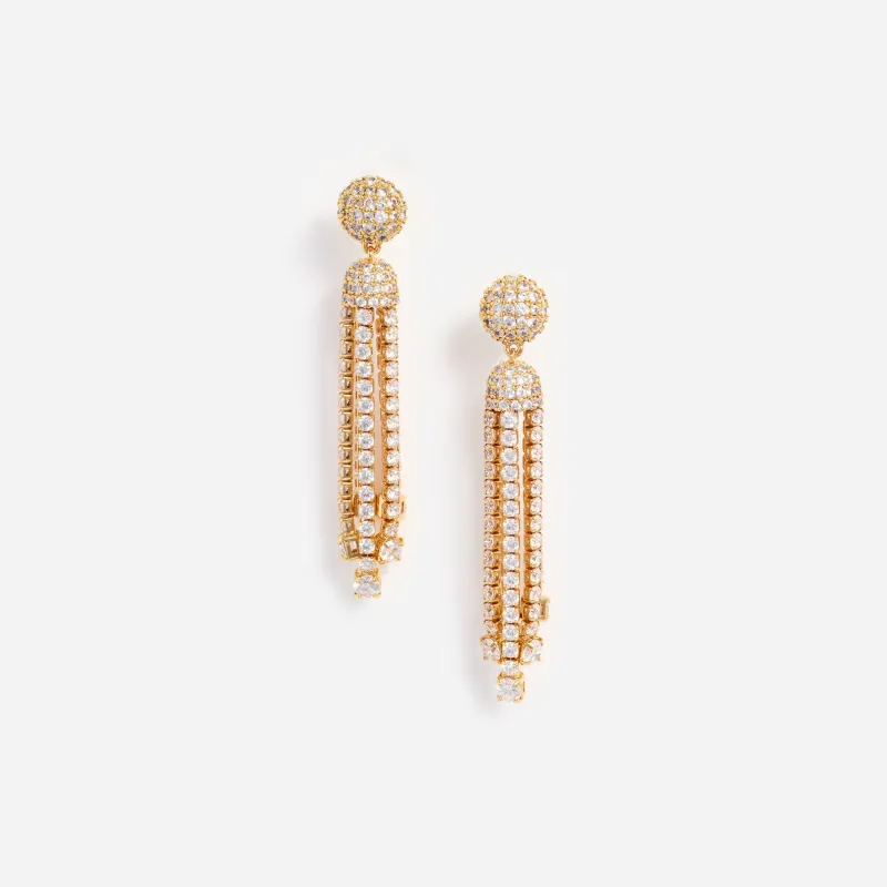 Gold Crystal Cluster Tiered Earrings made by Self-Portrait