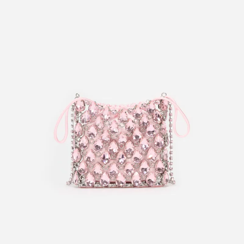Pink Crystal Chainmail Mini Bag made by Self-Portrait