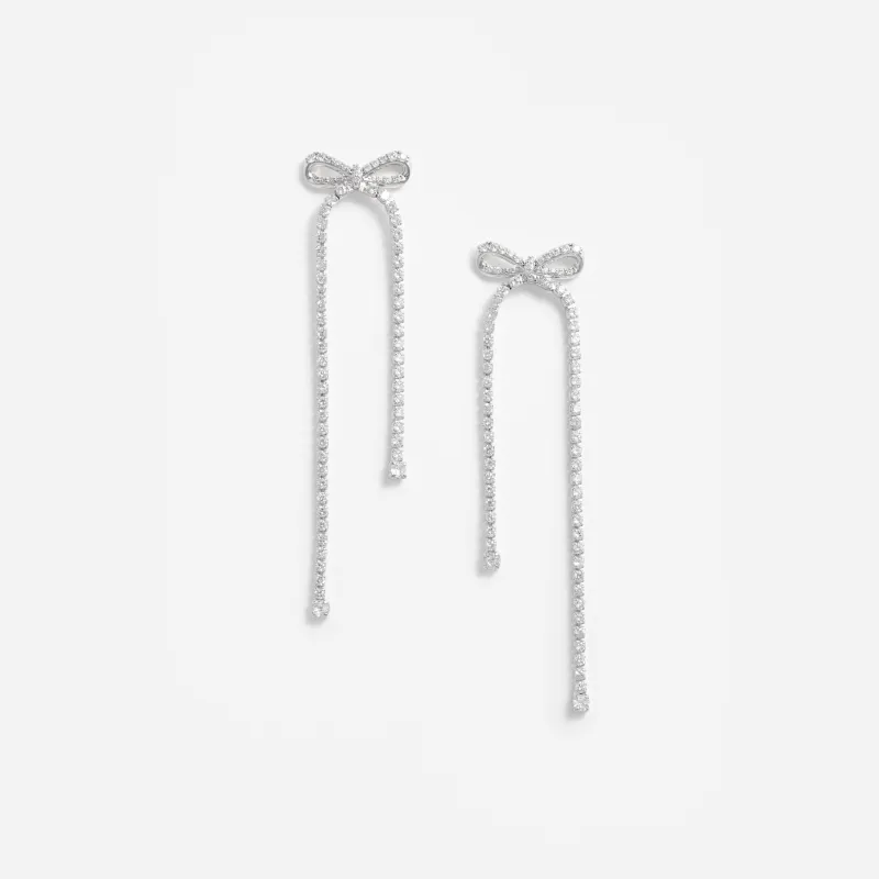 Crystal Bow Dangle Earrings made by Self-Portrait