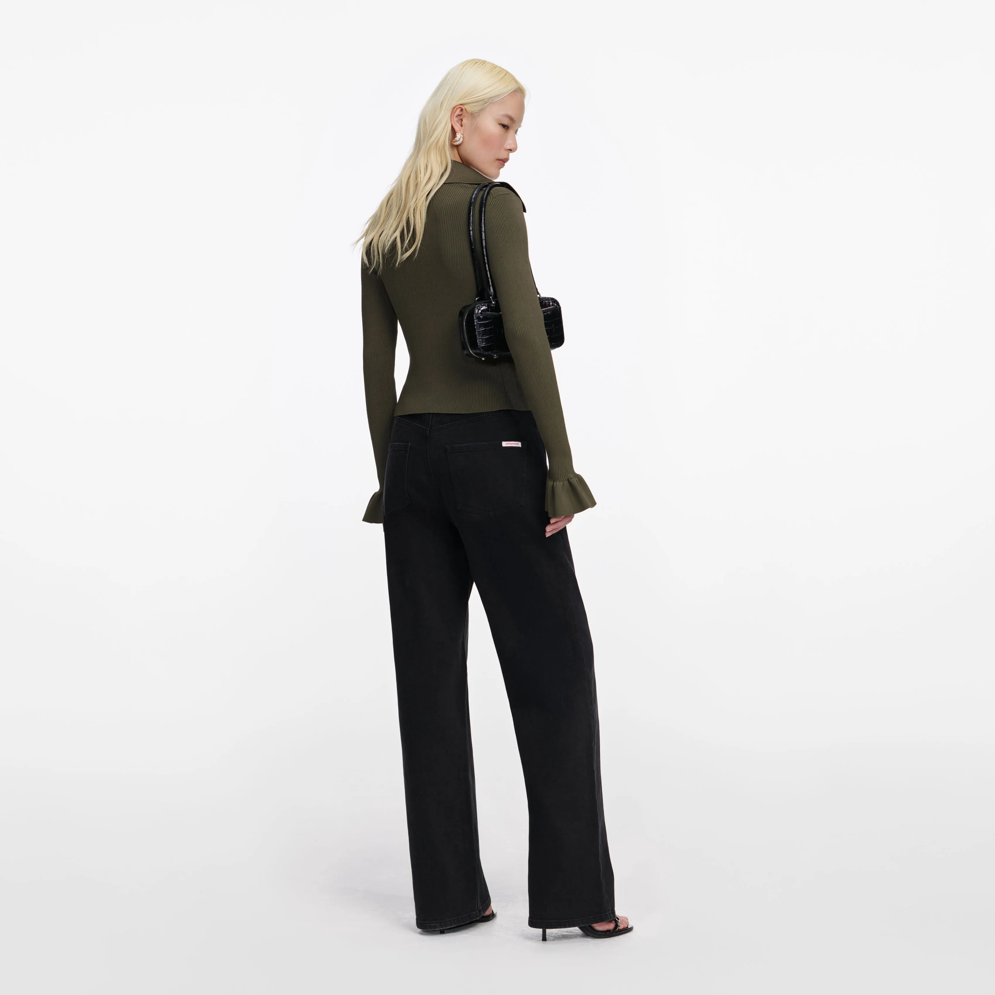 Khaki Button Down Knit Top sold by Self-Portrait product image thumbnail 3