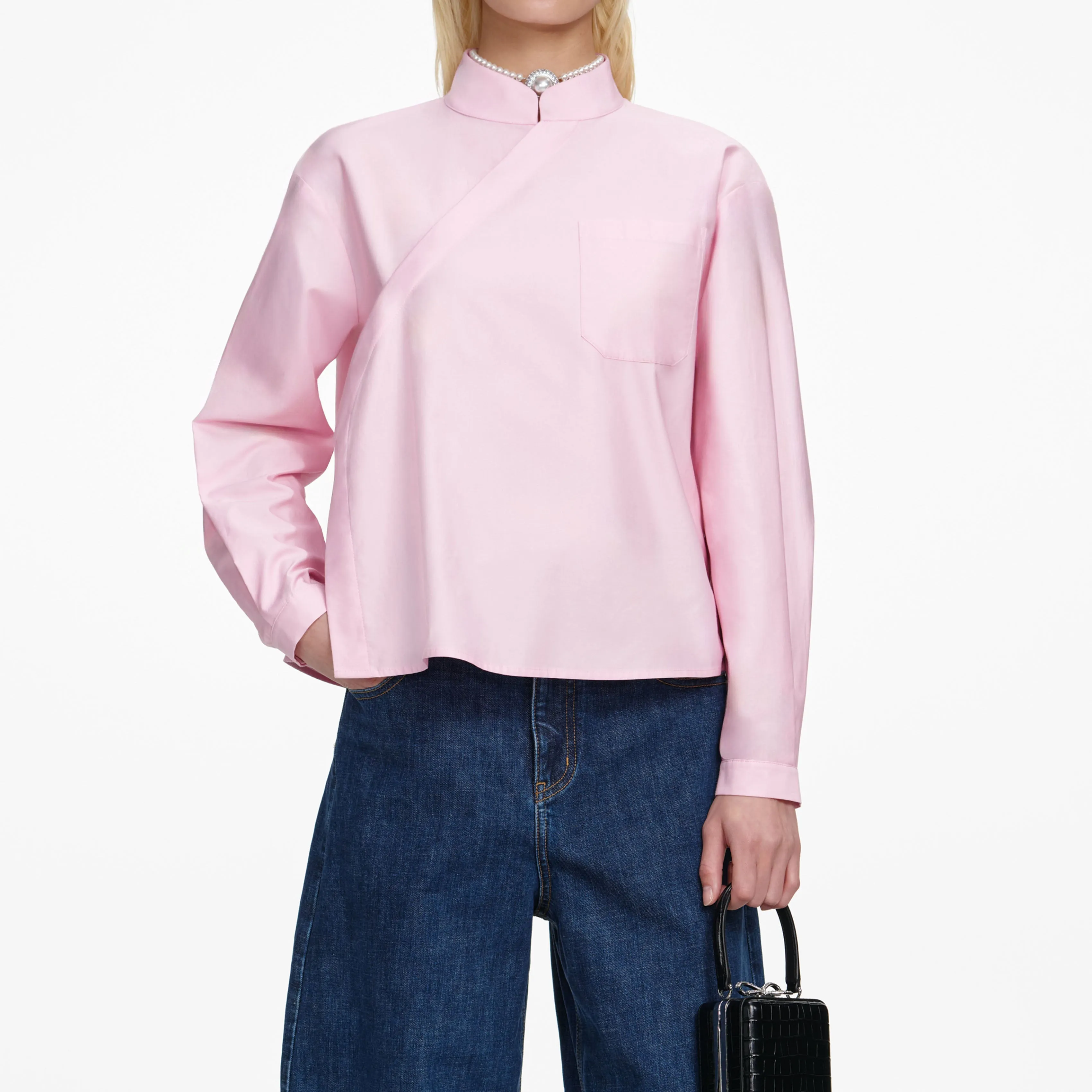 Pink Cotton Asymmetric Shirt sold by Self-Portrait product image thumbnail 4