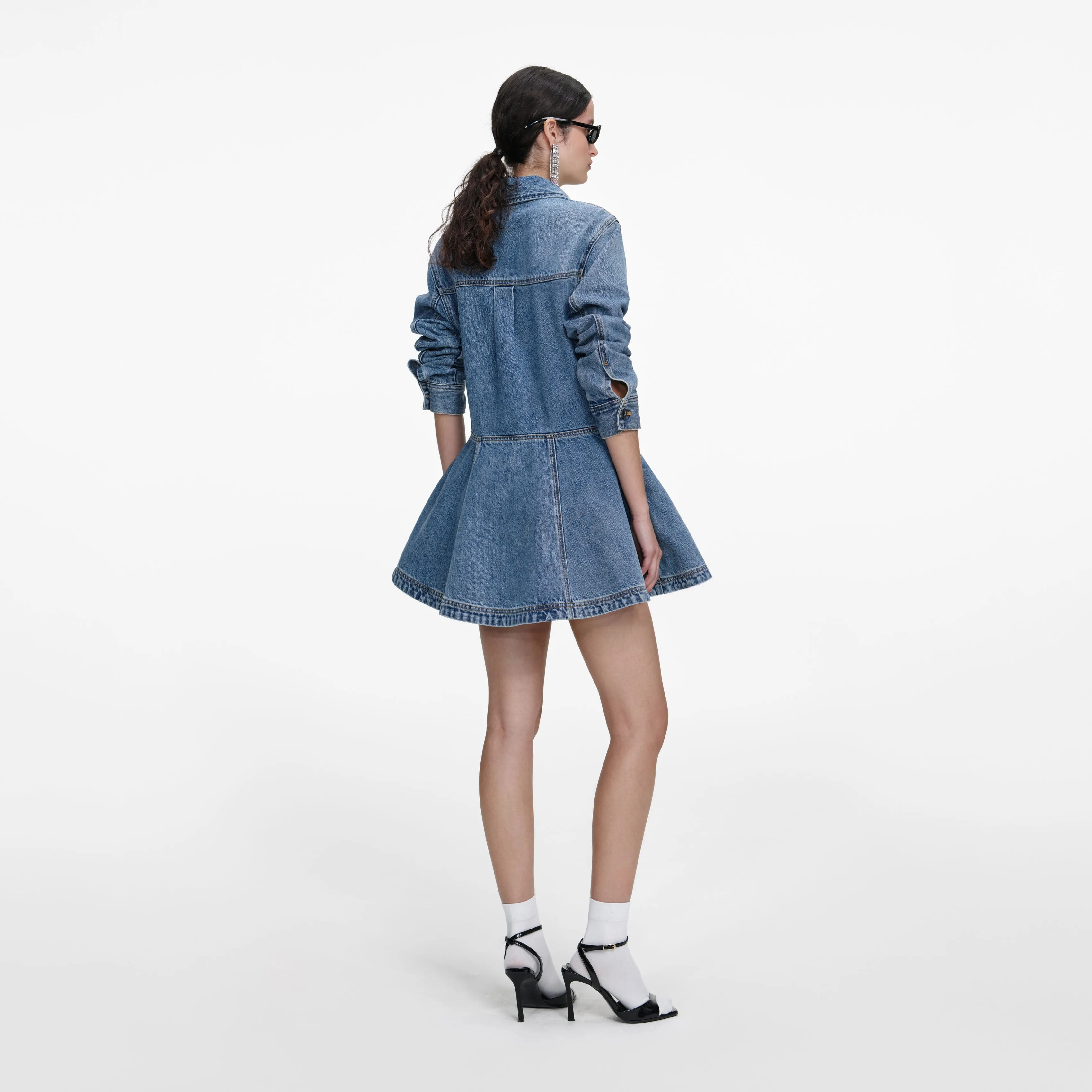 Denim Mini Shirt Dress sold by Self-Portrait product image thumbnail 3