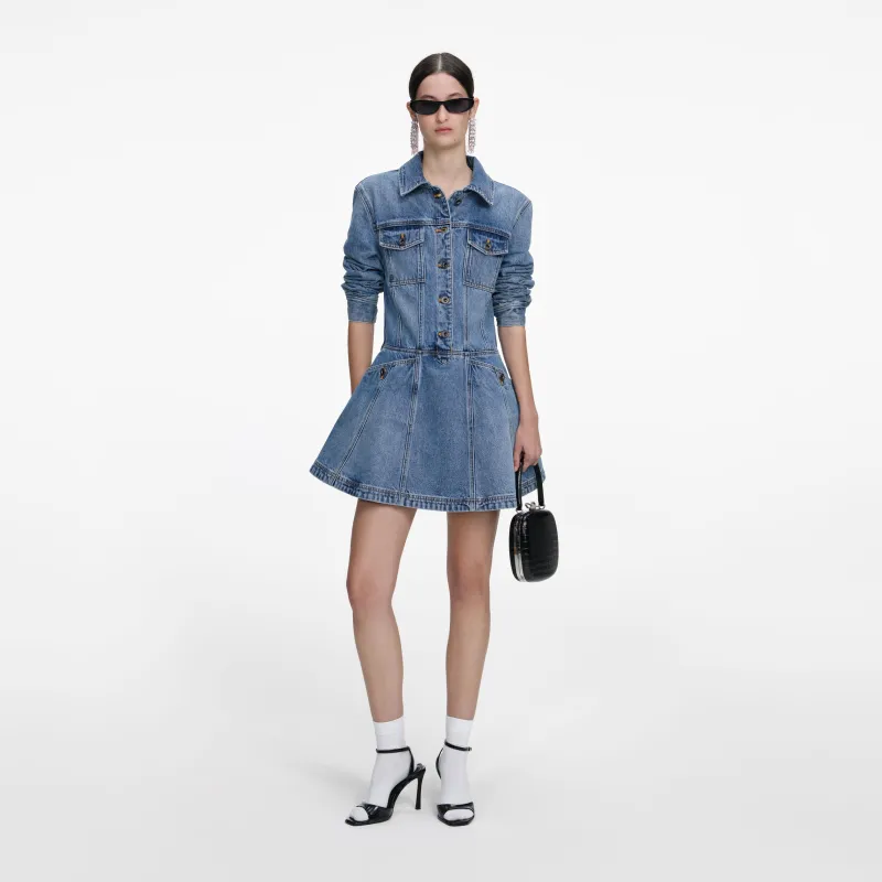 Denim Mini Shirt Dress made by Self-Portrait