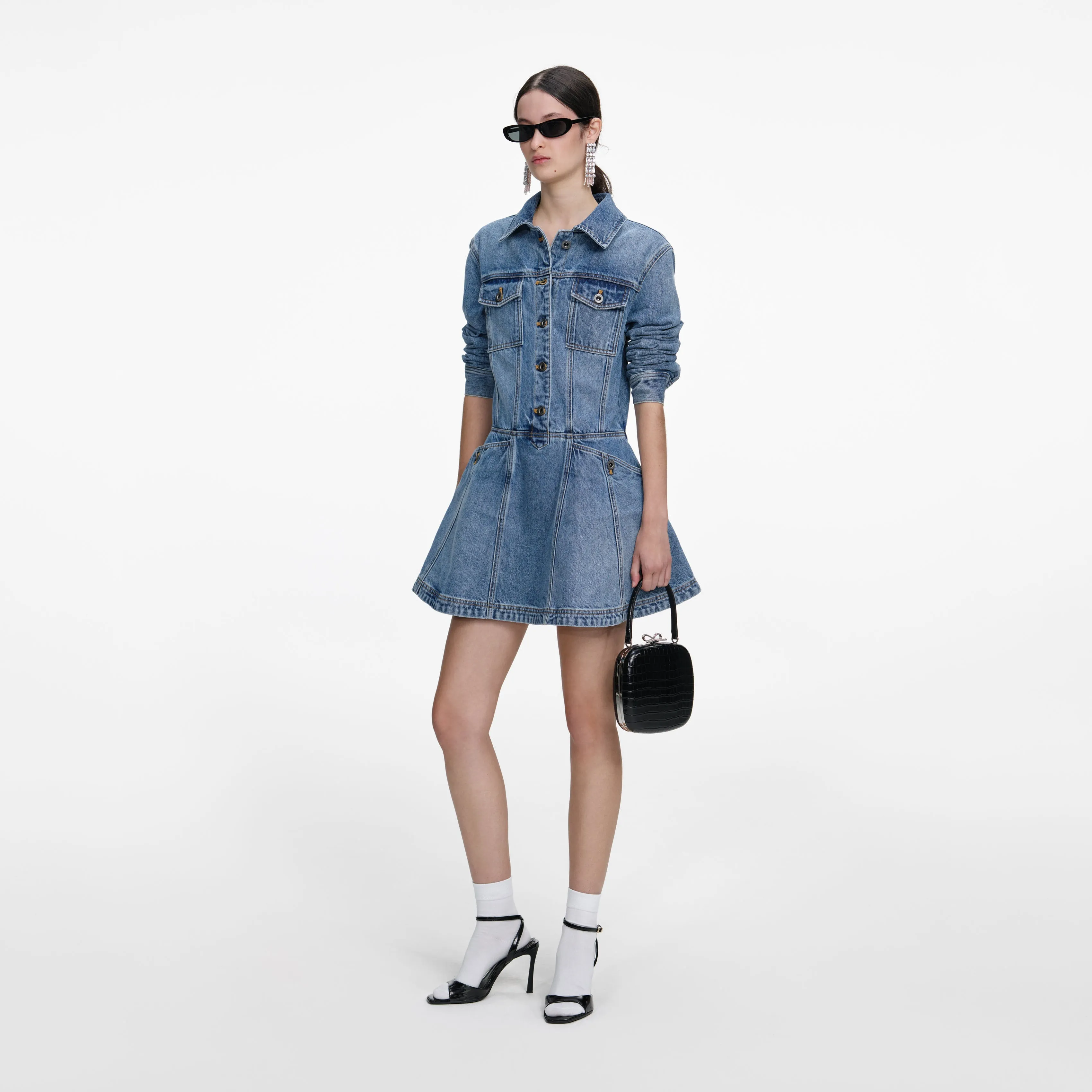 Denim Mini Shirt Dress sold by Self-Portrait product image thumbnail 2