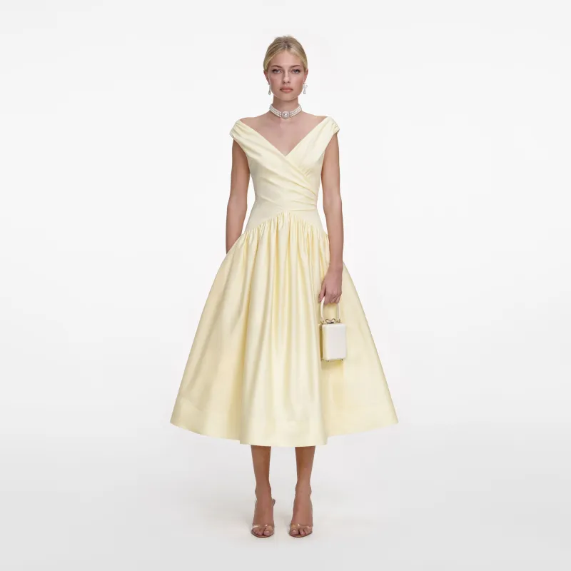 Yellow Cotton Midi Dress made by Self-Portrait