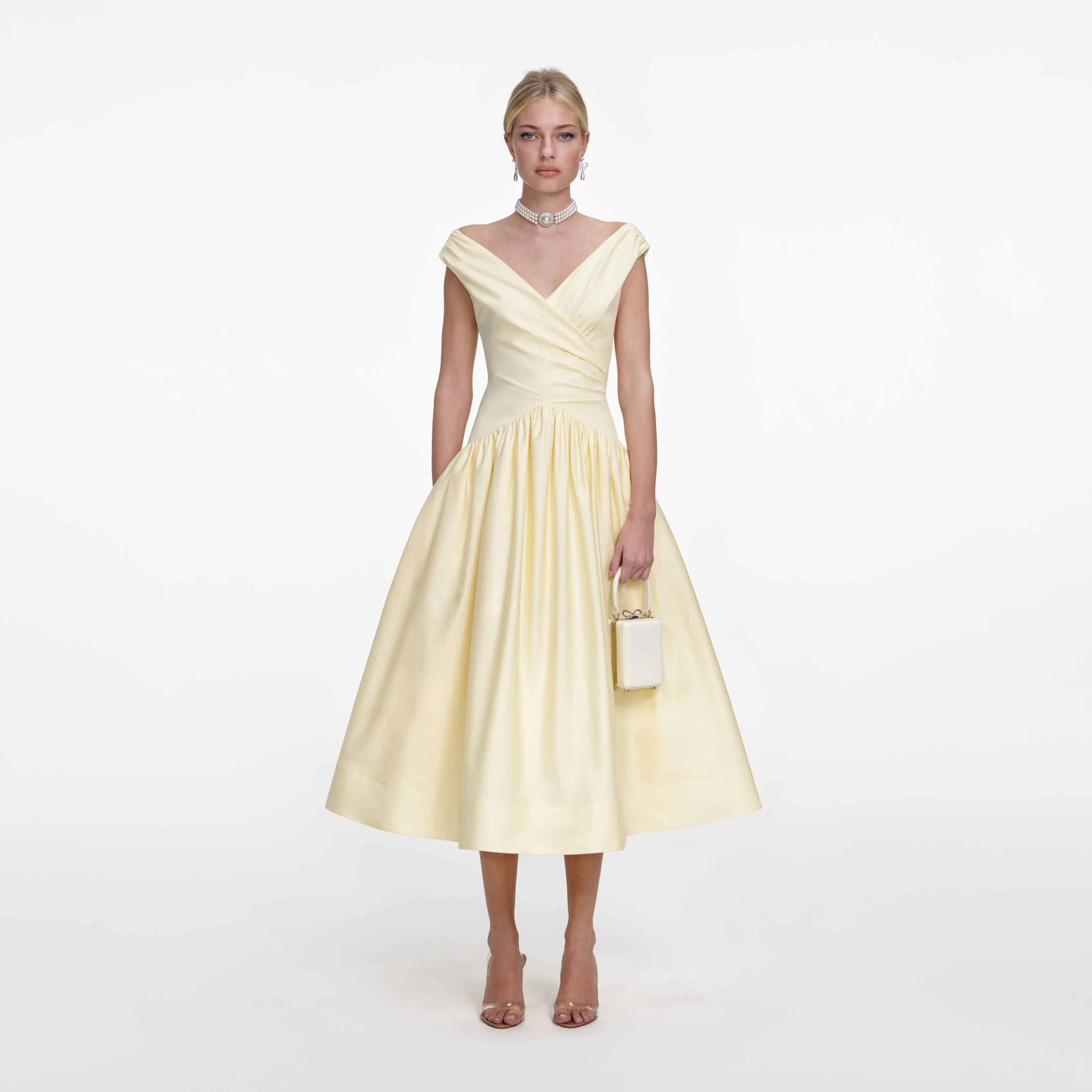 Yellow Cotton Midi Dress sold by Self-Portrait