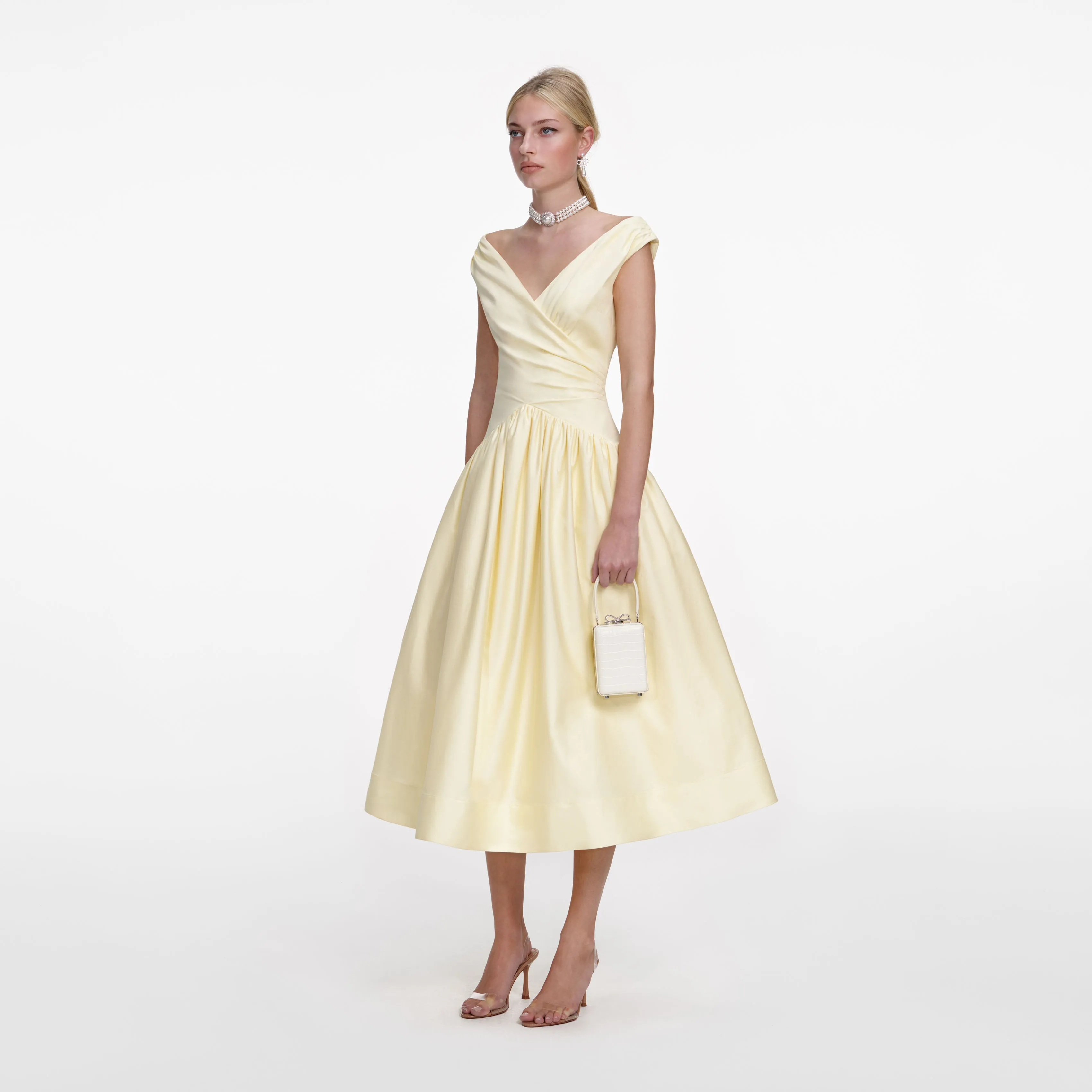Yellow Cotton Midi Dress sold by Self-Portrait product image thumbnail 2