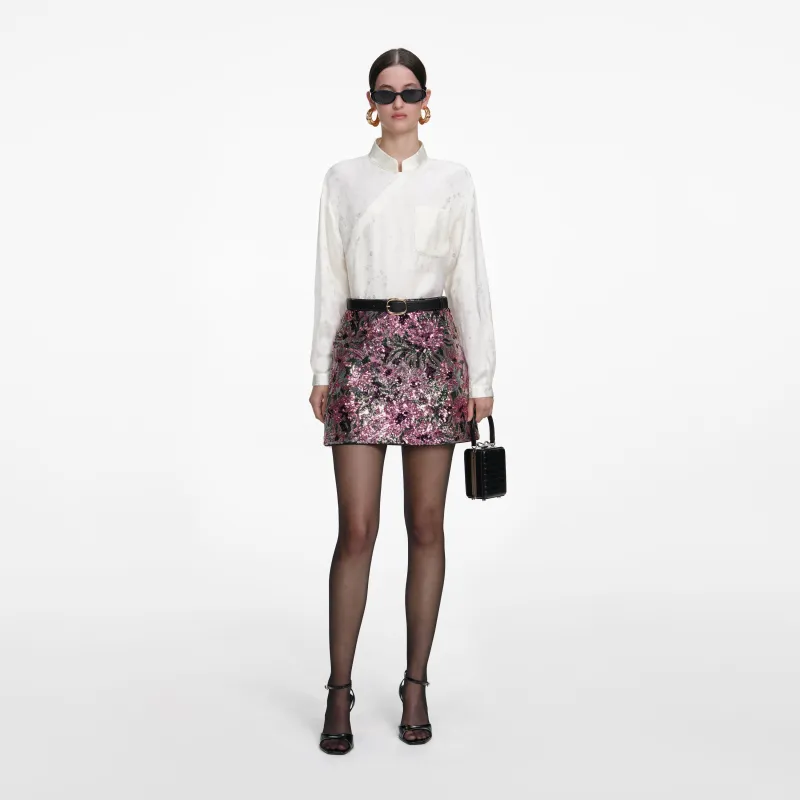 Floral Sequin Mini Skirt made by Self-Portrait