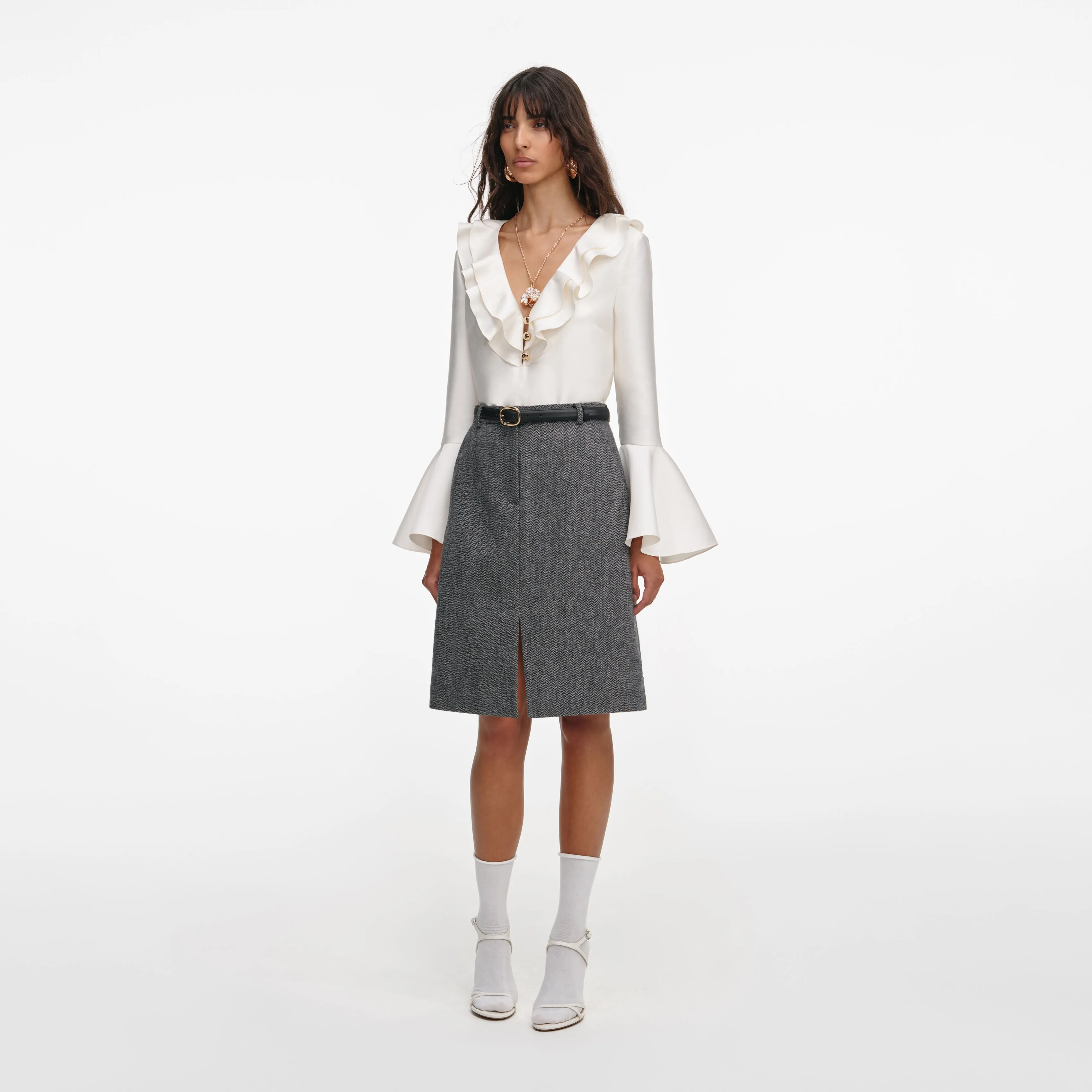 Cream Taffeta Ruffle Top sold by Self-Portrait product image thumbnail 2
