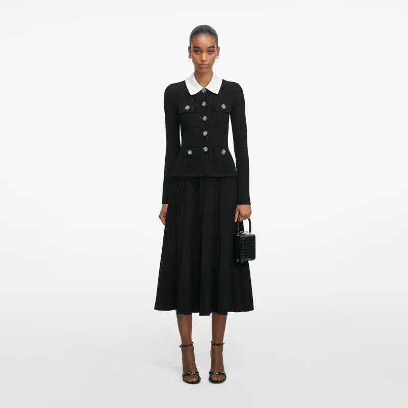 Black Tailored Knit Midi Dress made by Self-Portrait