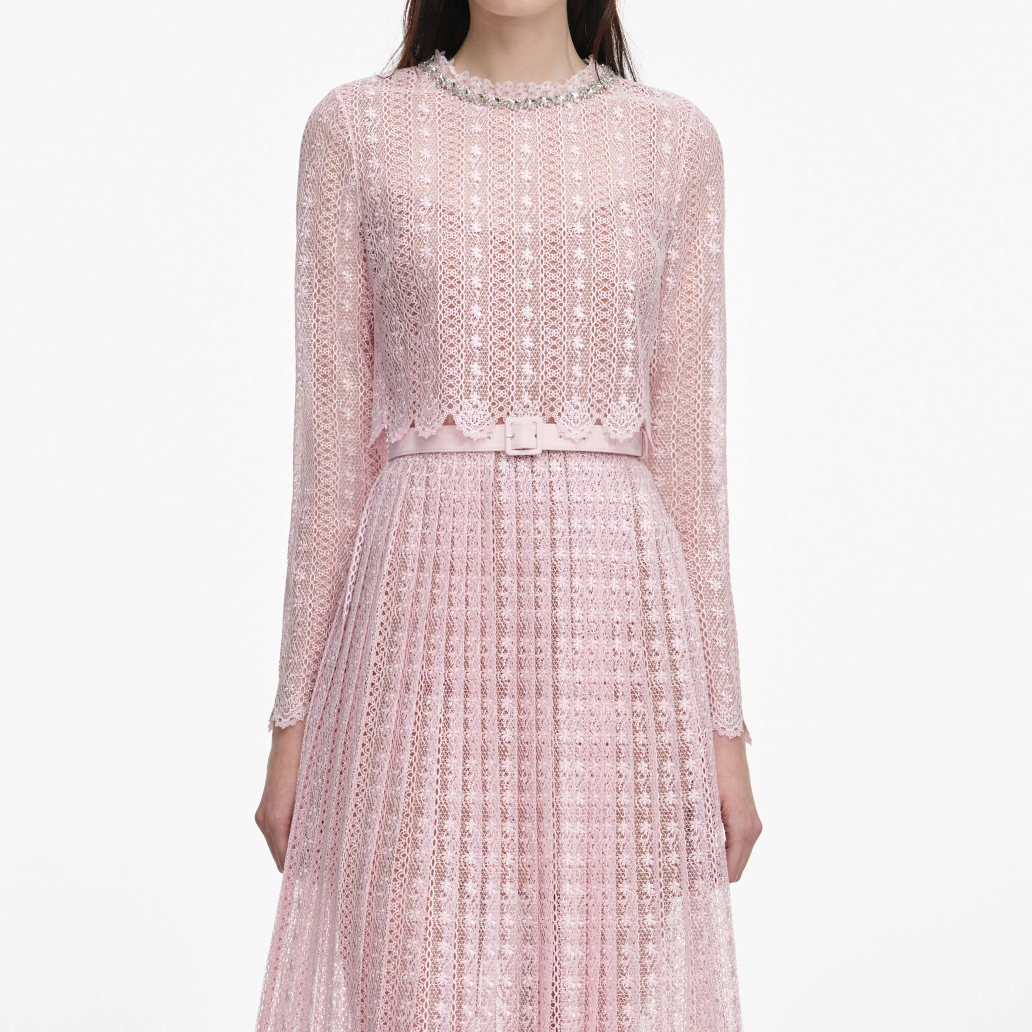 Pink Organza Lace Midi Dress sold by Self-Portrait product image thumbnail 4