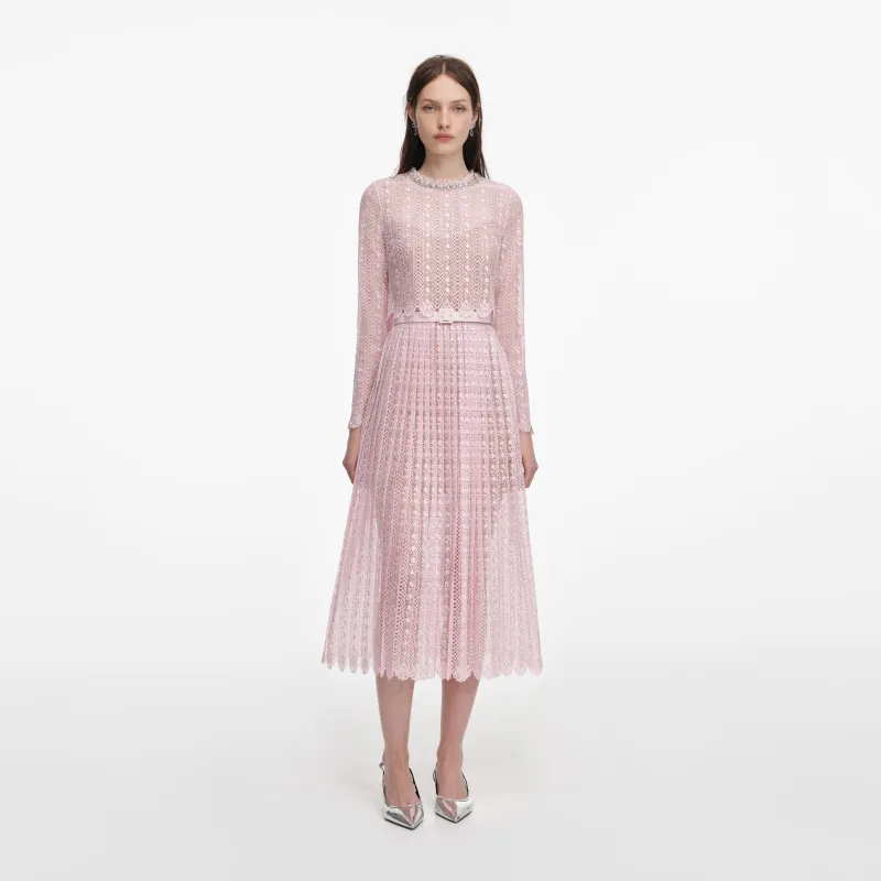 Pink Organza Lace Midi Dress made by Self-Portrait