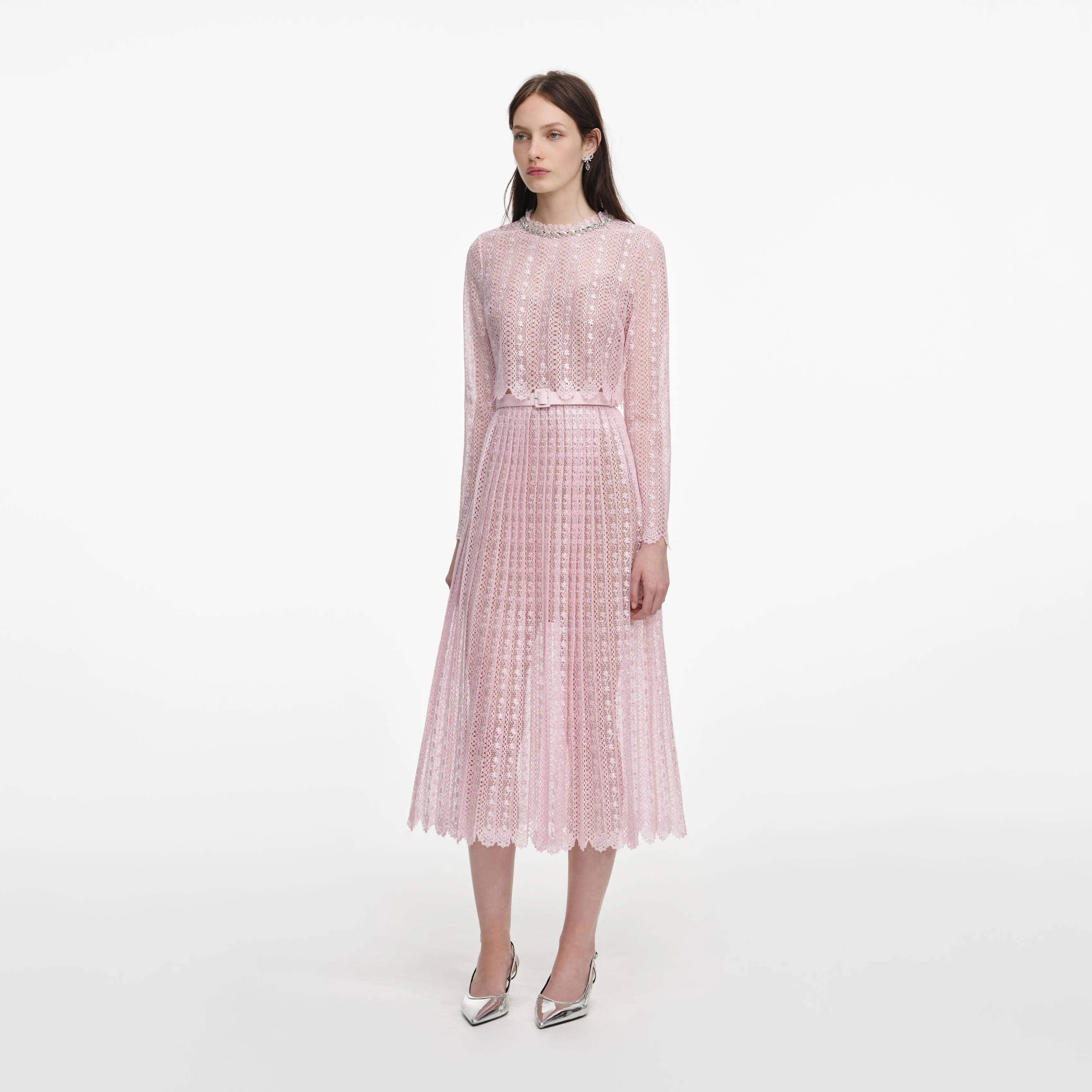 Pink Organza Lace Midi Dress sold by Self-Portrait product image thumbnail 2