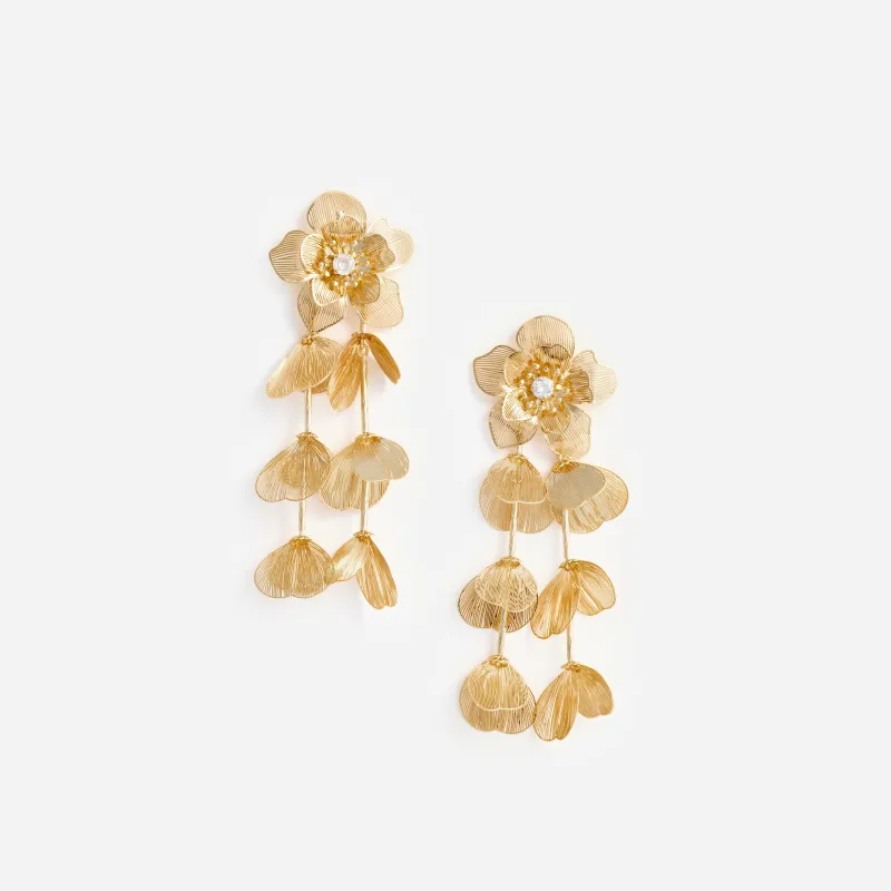 Gold Flower Earrings made by Self-Portrait