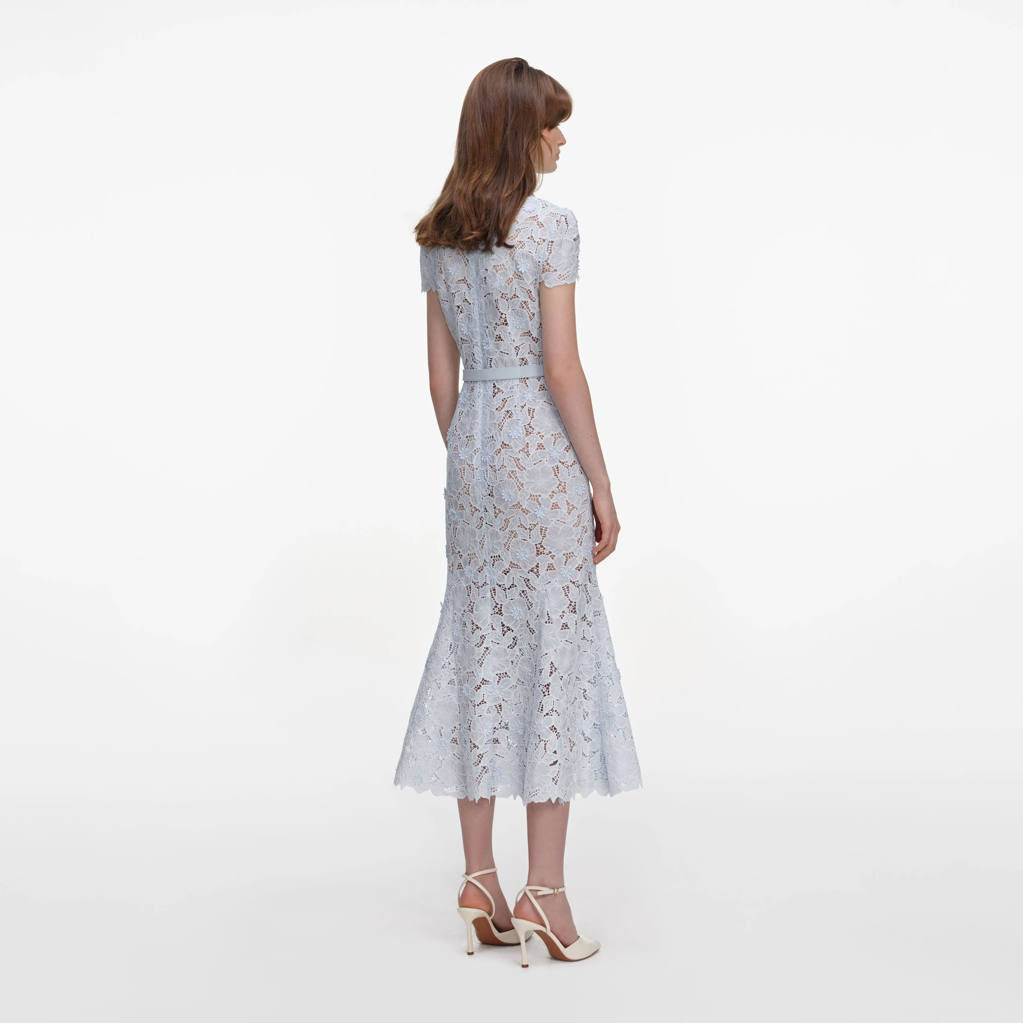 Blue Guipure Lace Midi Dress sold by Self-Portrait product image thumbnail 3