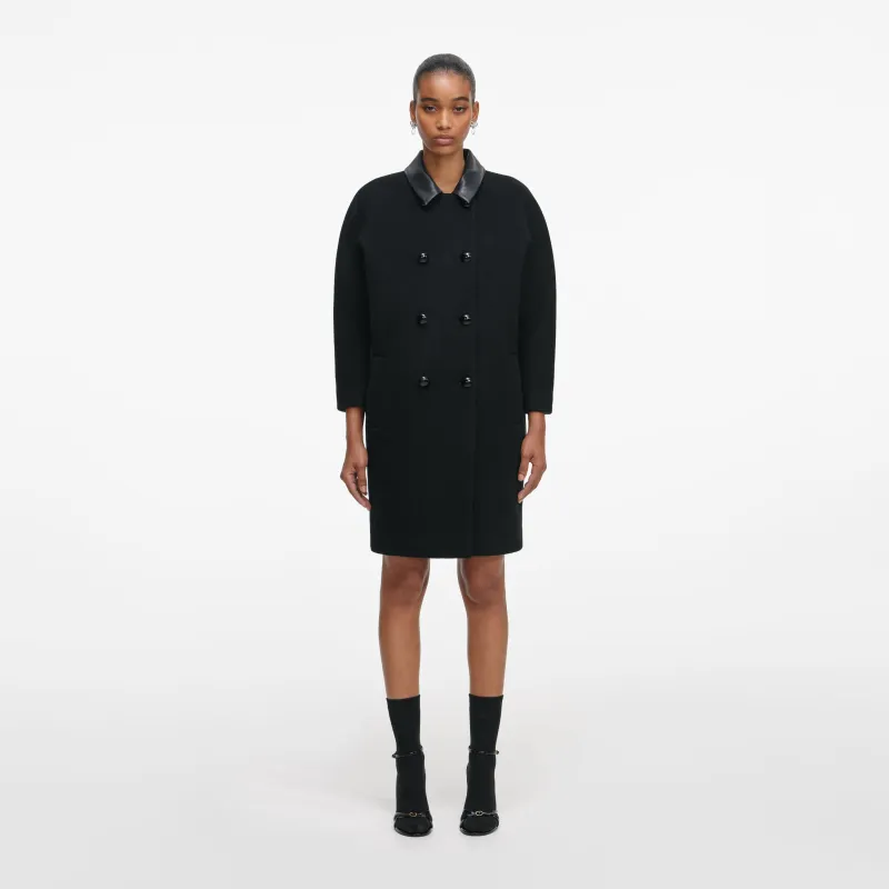 Black Double Breasted Coat made by Self-Portrait