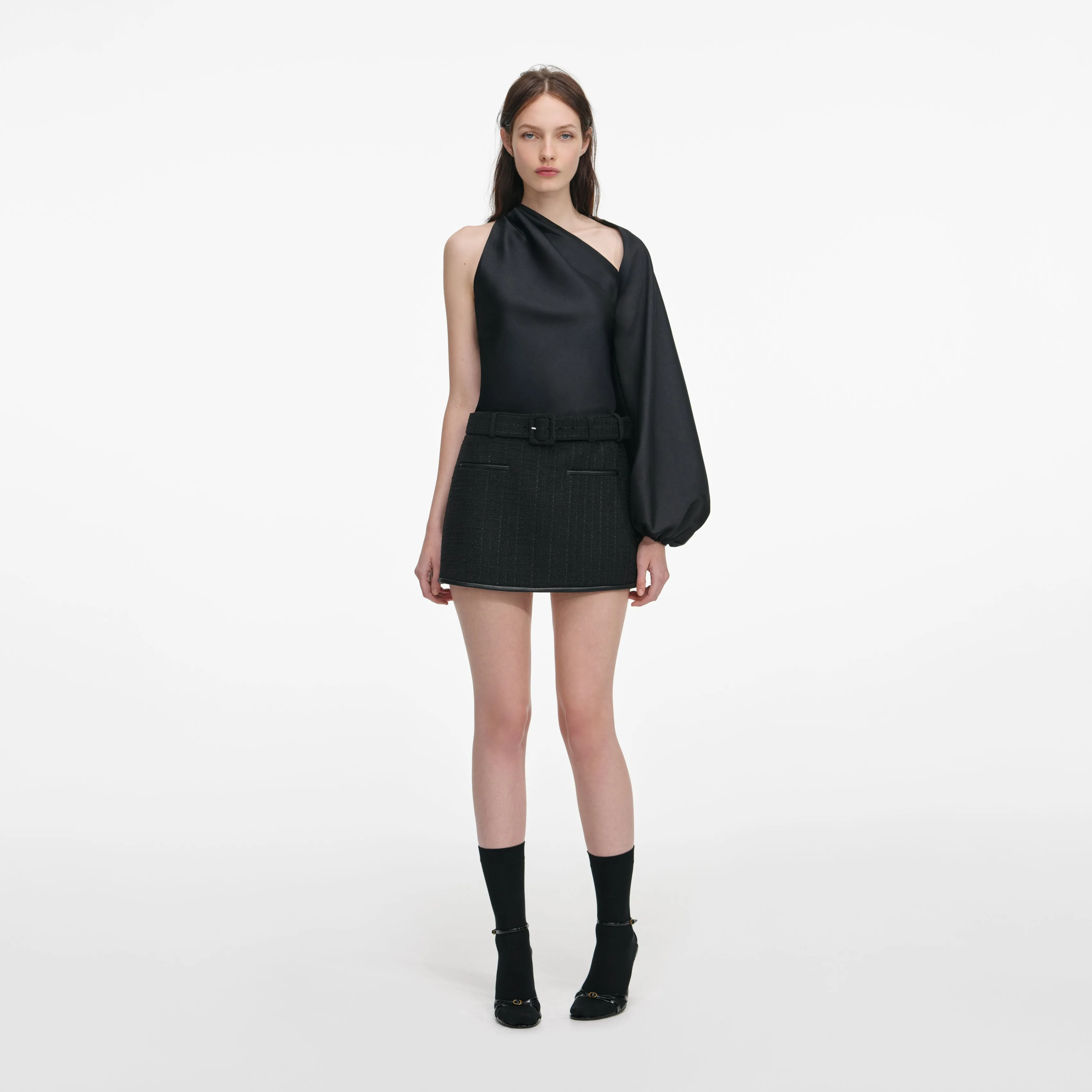 Black Boucle Mini Skirt sold by Self-Portrait