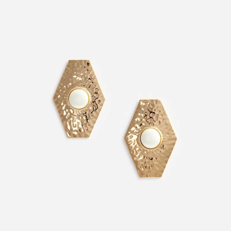 Large Hammered Gold Pearl Earrings made by Self-Portrait