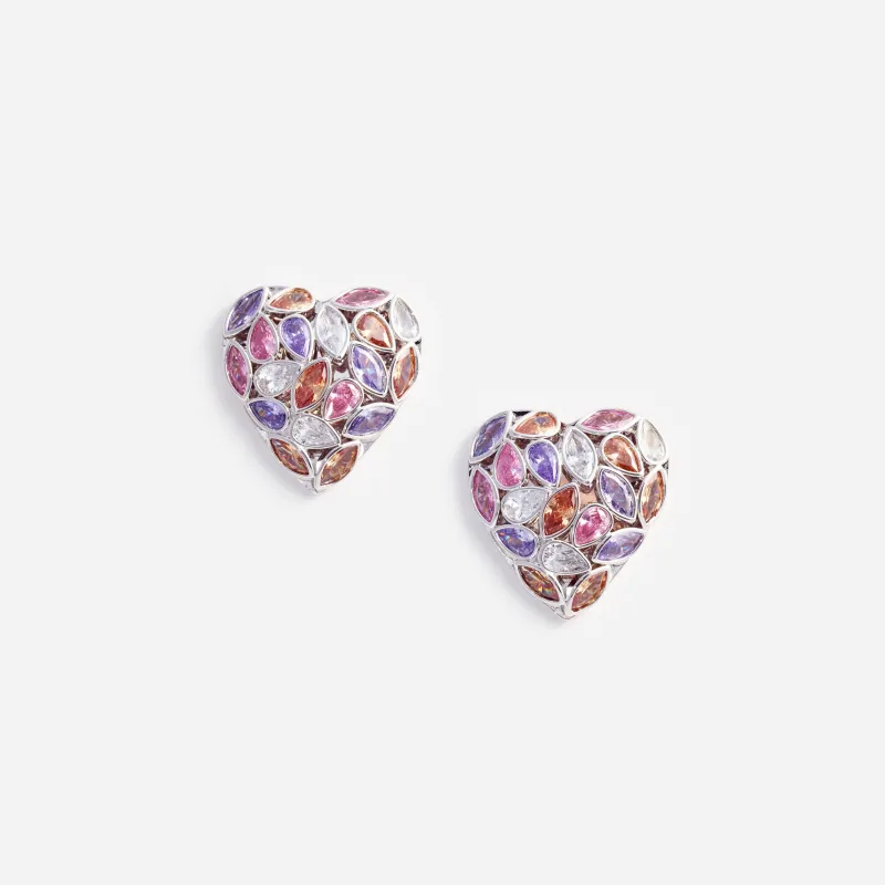 Multi Embellished Heart Earrings made by Self-Portrait