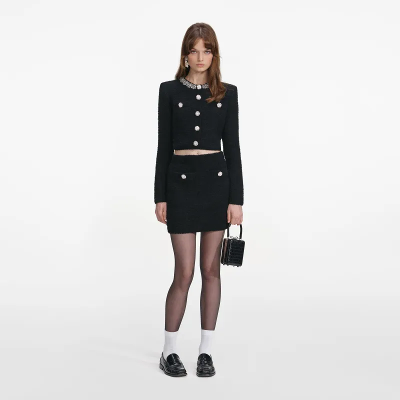 Black Knit Mini Skirt made by Self-Portrait
