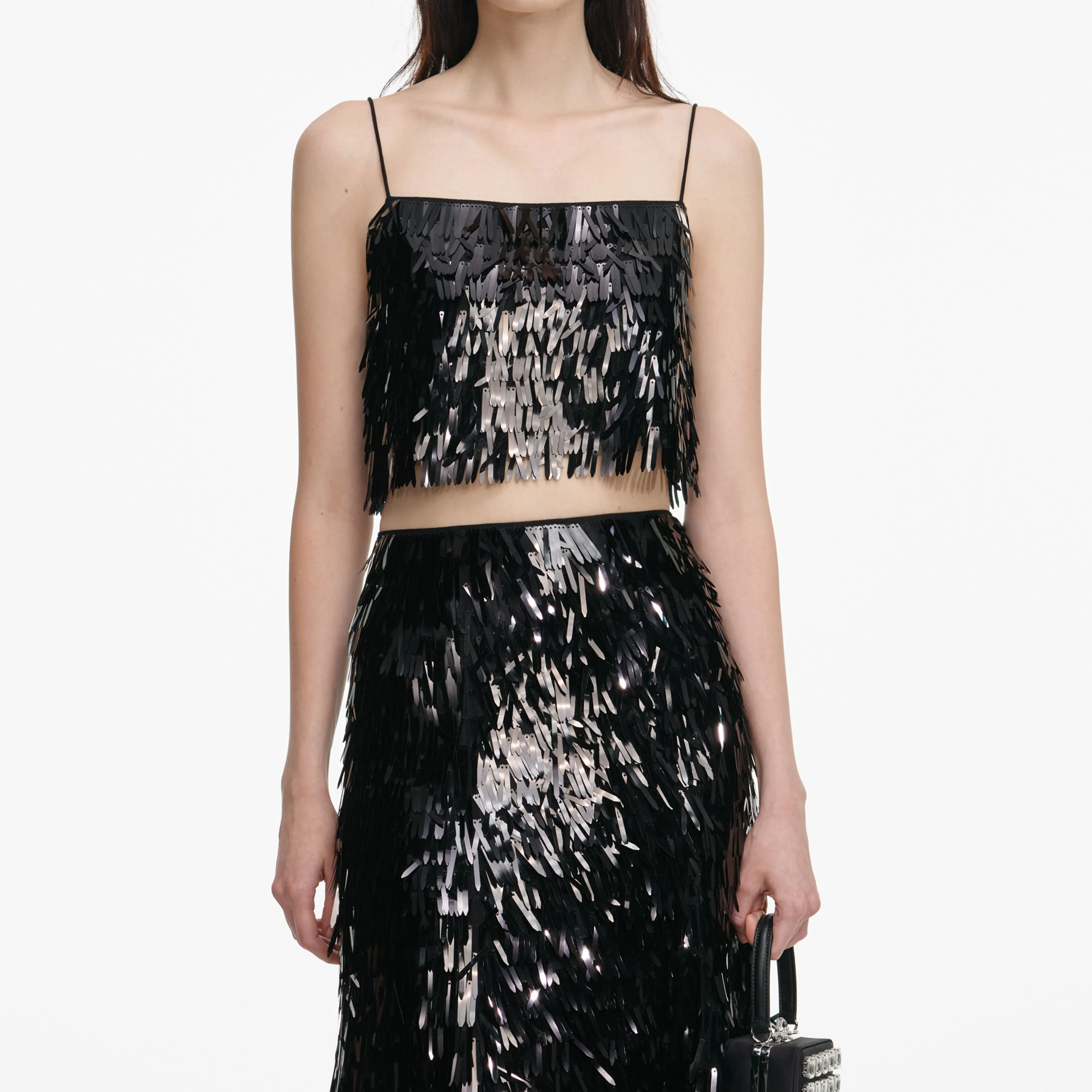 Black Sequin Midi Skirt sold by Self-Portrait product image thumbnail 4