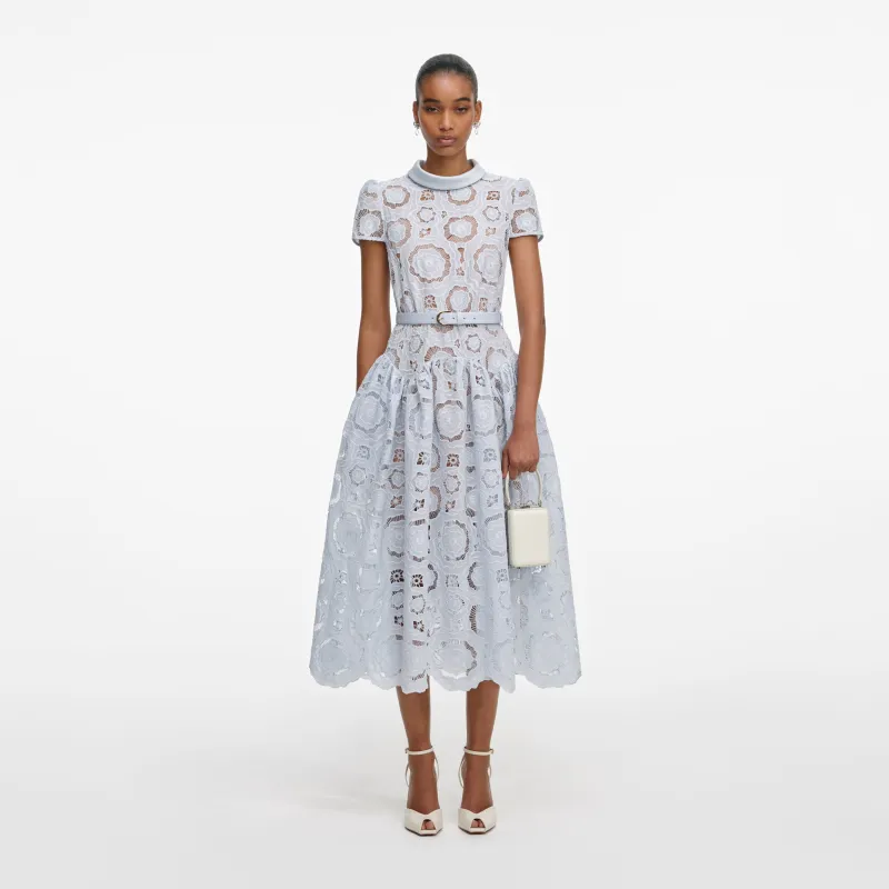 Blue Floral Lace Midi Dress made by Self-Portrait