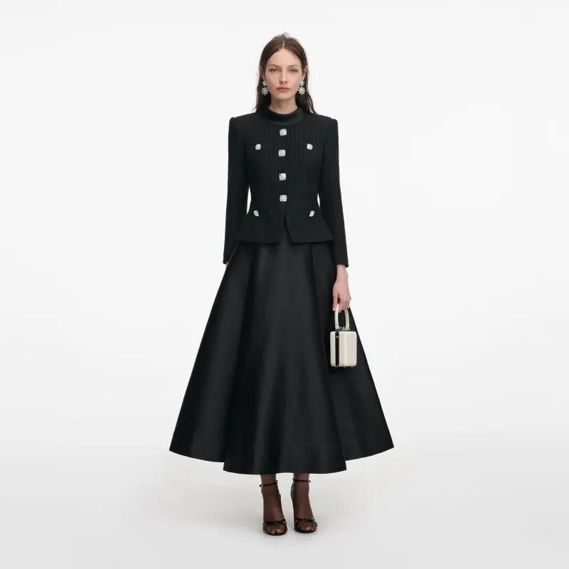 Black Boucle Taffeta Midi Dress made by Self-Portrait