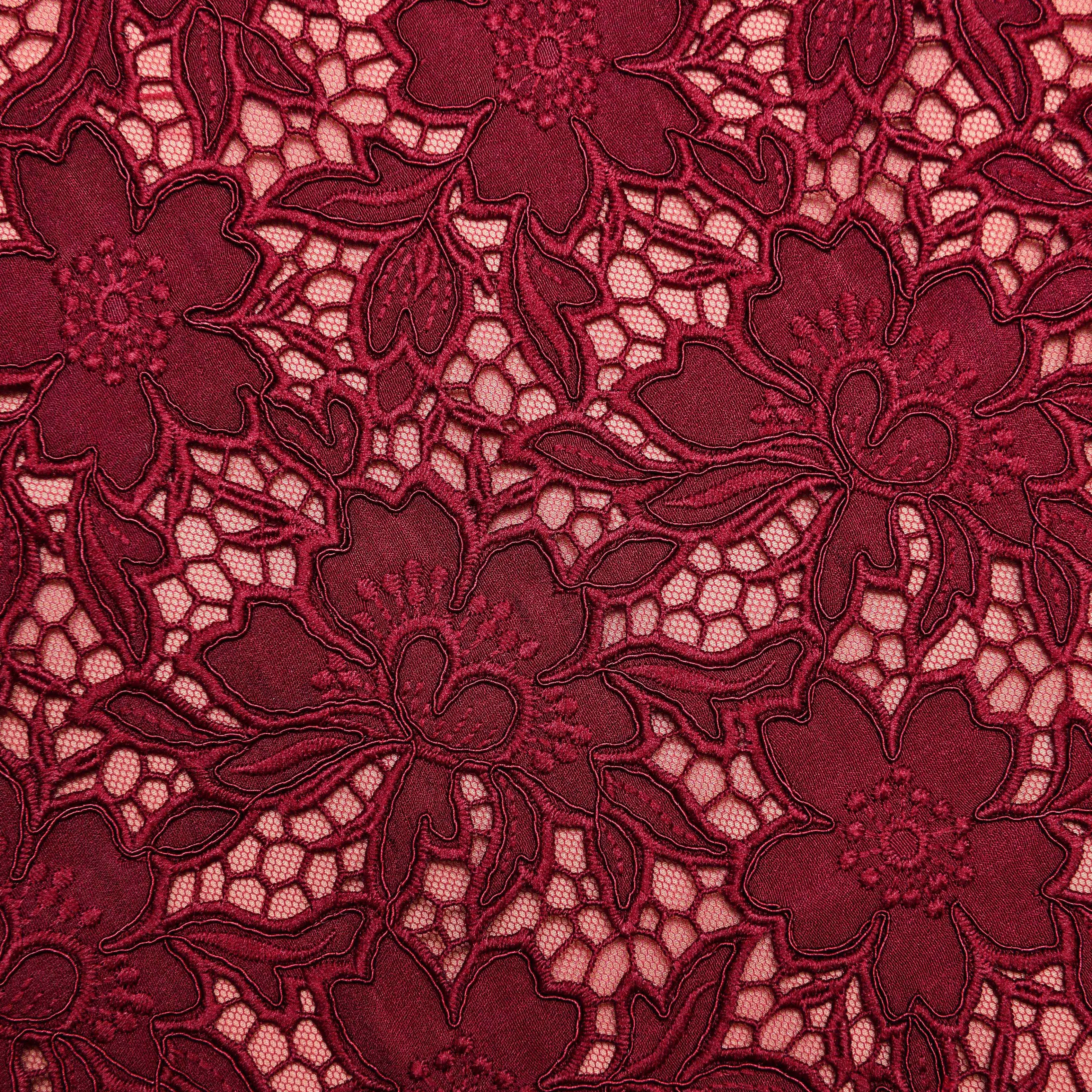 Burgundy Guipure Lace Midi Skirt sold by Self-Portrait product image thumbnail 5