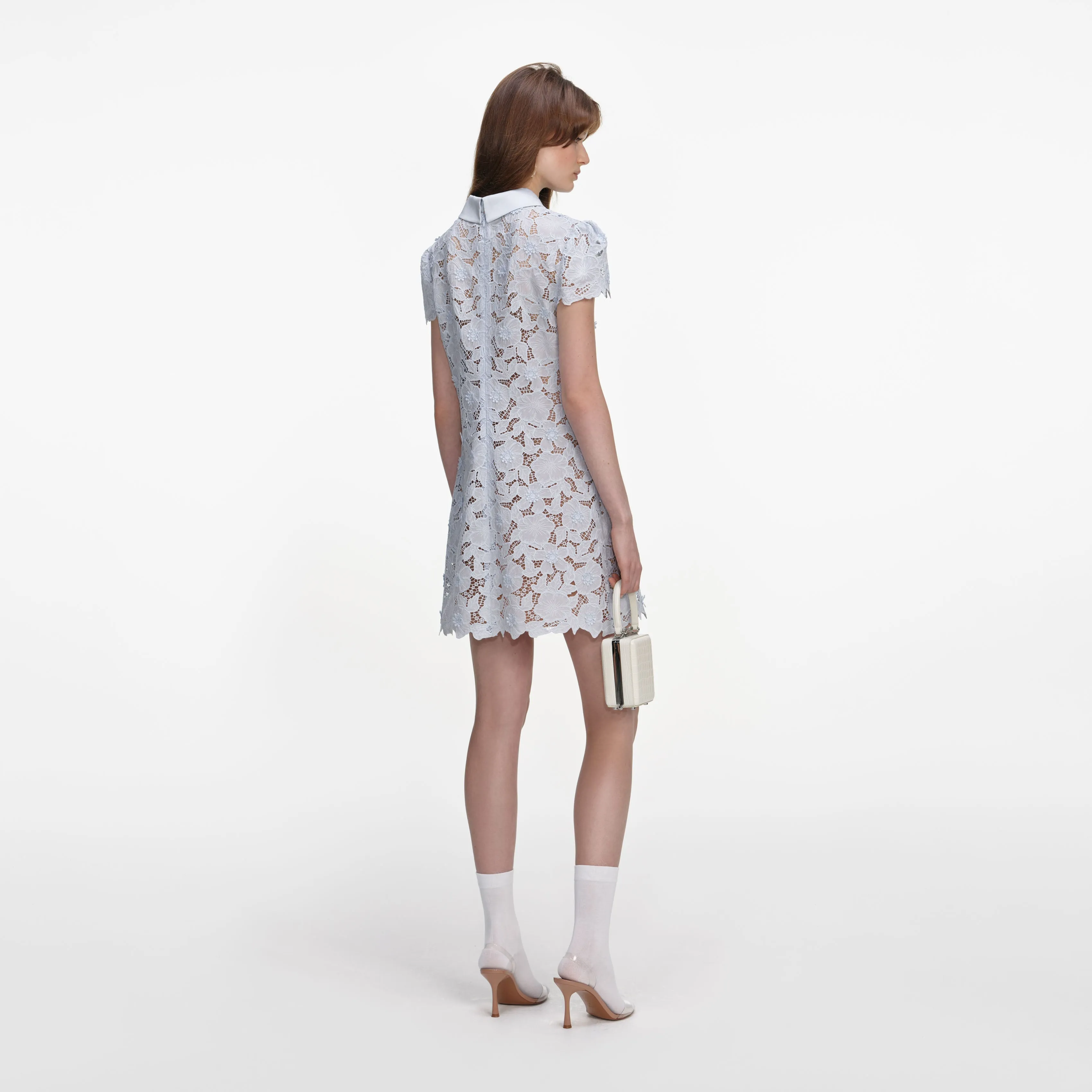 Blue Guipure Lace Mini Dress sold by Self-Portrait product image thumbnail 3
