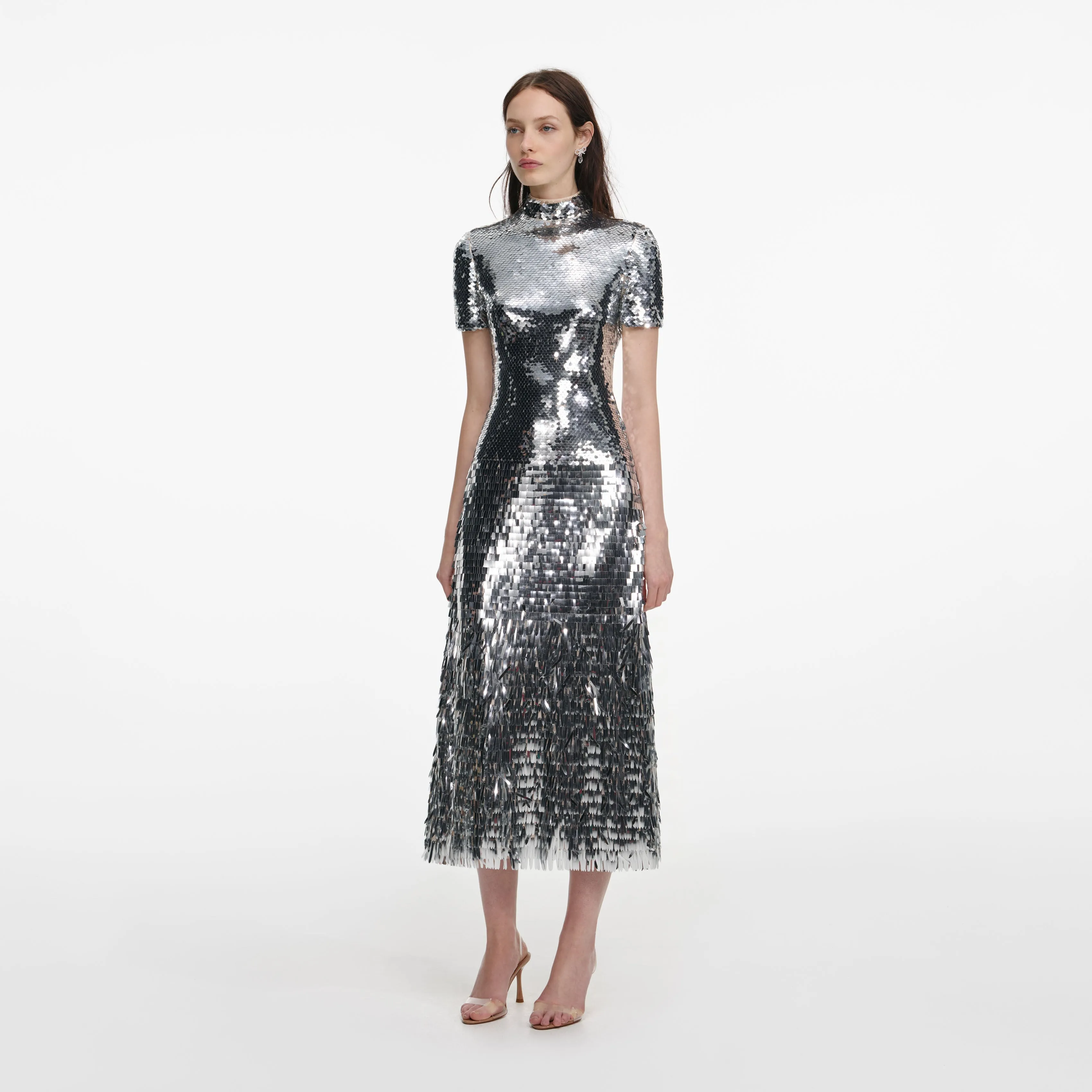 Silver Gradient Sequin Midi Dress sold by Self-Portrait product image thumbnail 2