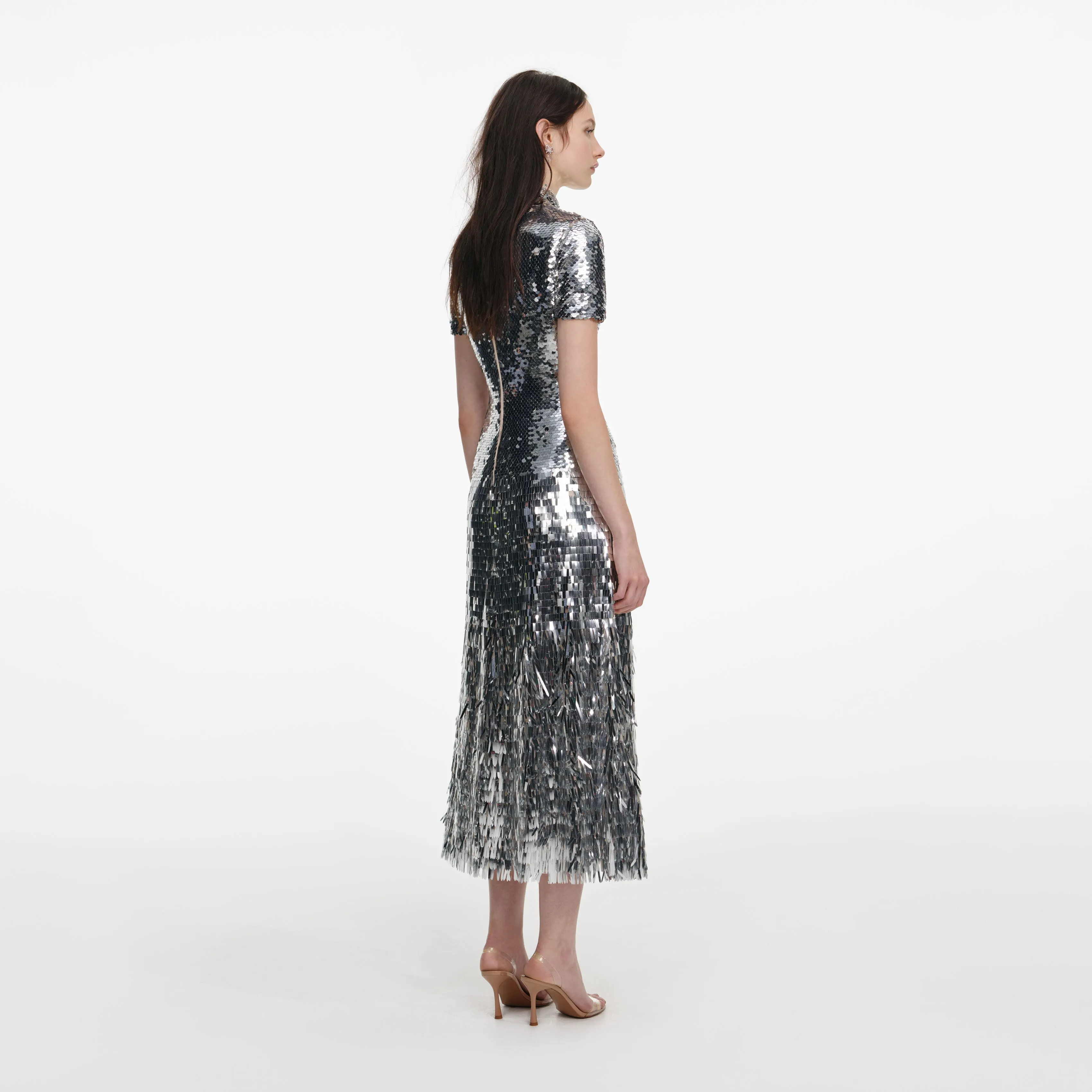 Silver Gradient Sequin Midi Dress sold by Self-Portrait product image thumbnail 3