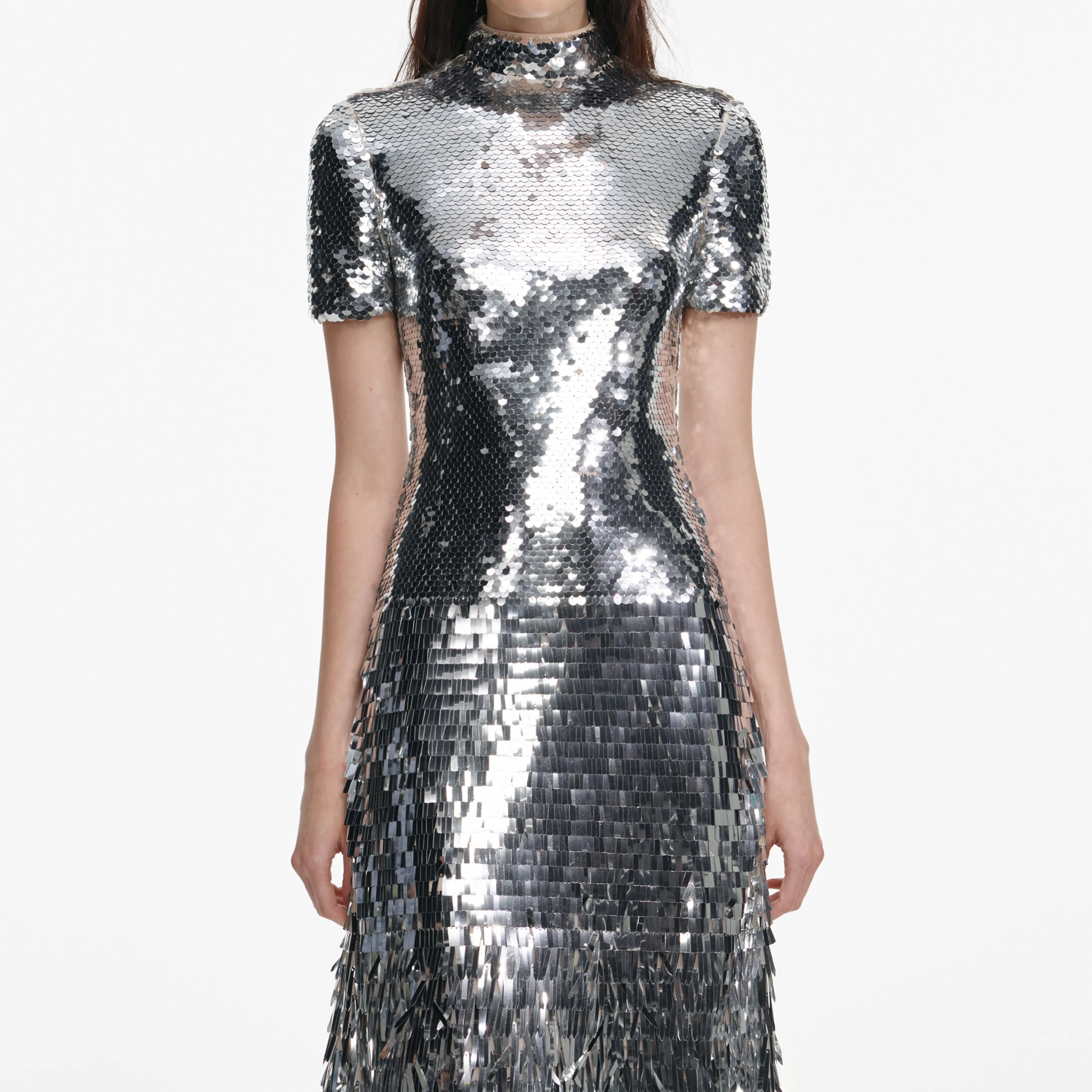 Silver Gradient Sequin Midi Dress sold by Self-Portrait product image thumbnail 4