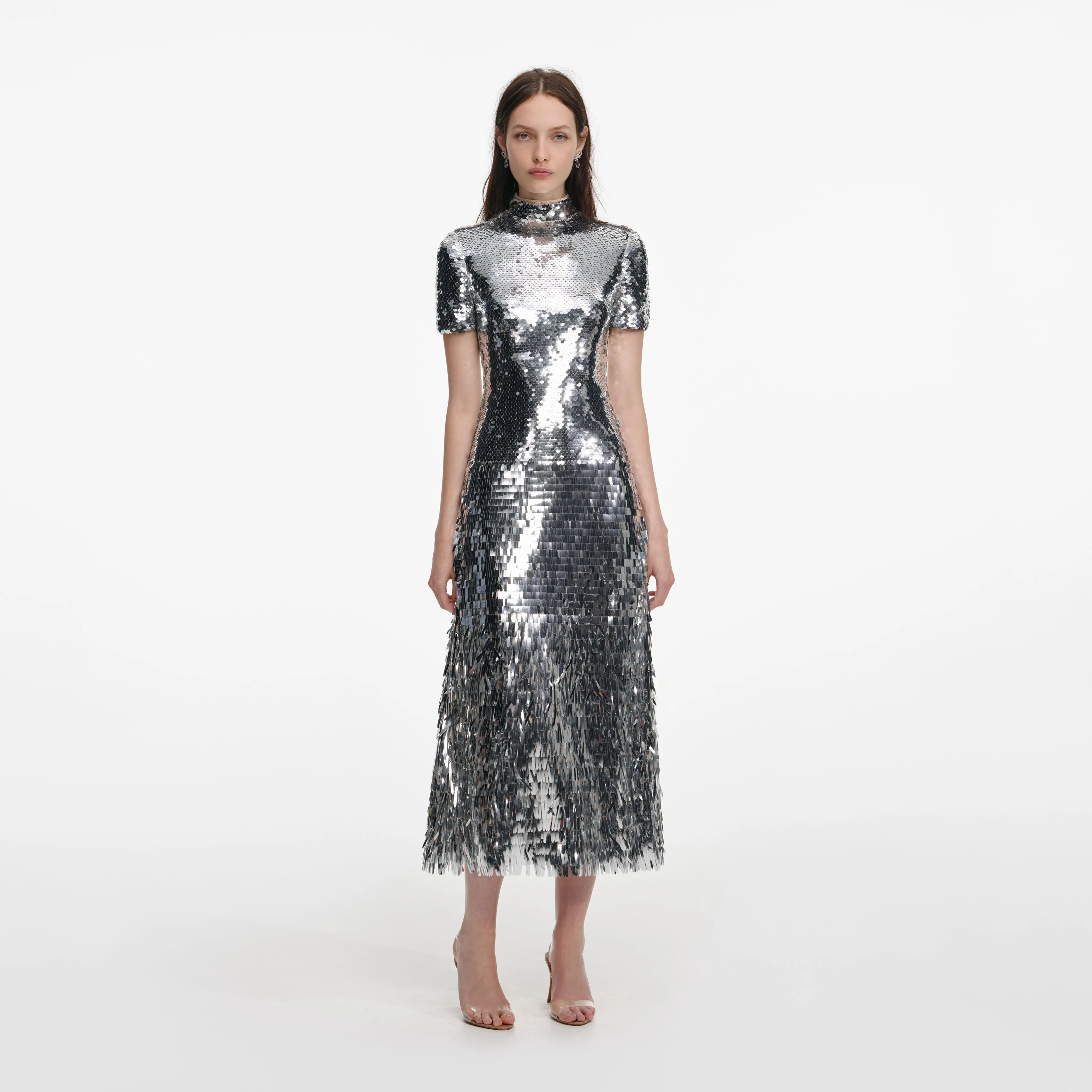 Silver Gradient Sequin Midi Dress sold by Self-Portrait