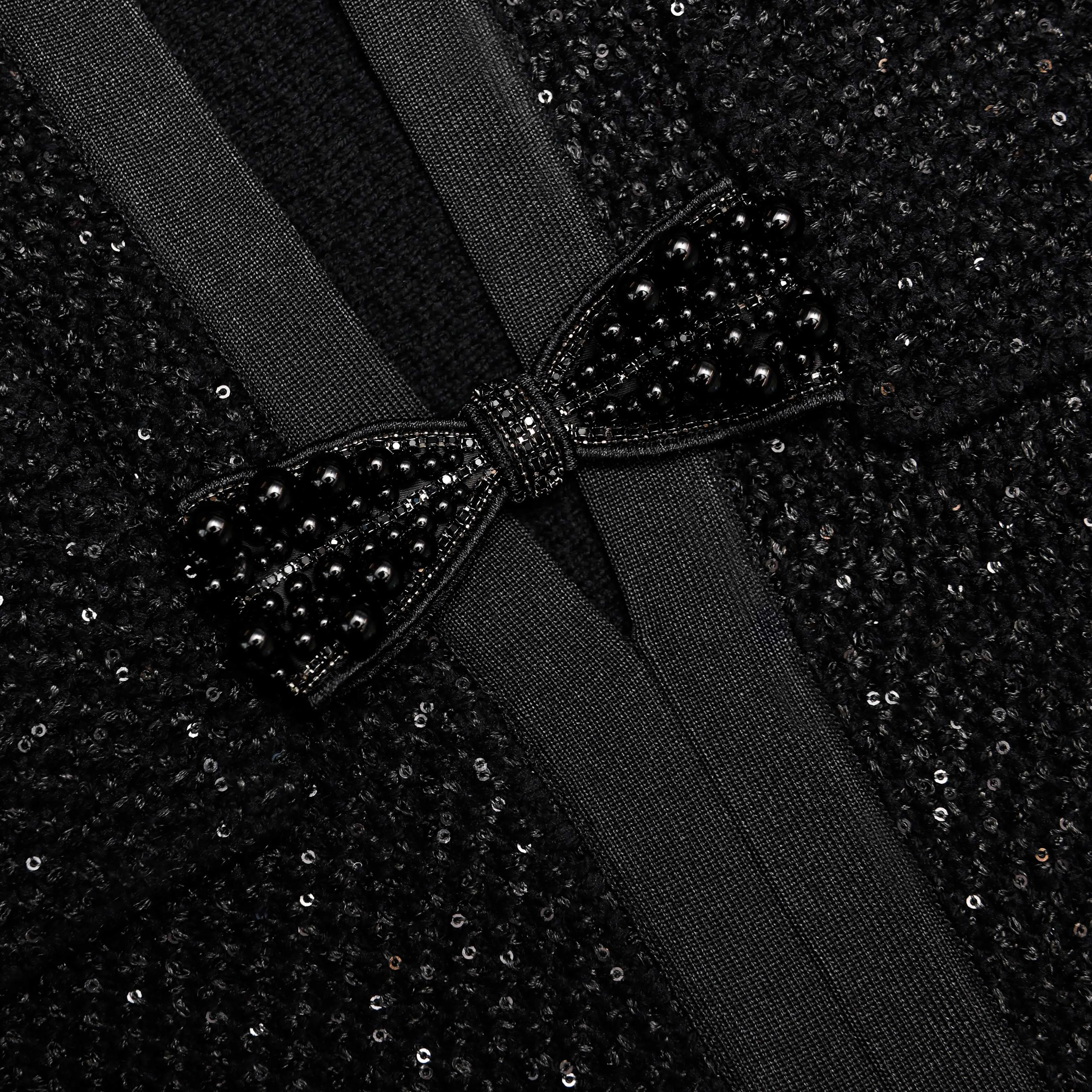 Black Sequin Knit Tailored Midi Dress sold by Self-Portrait product image thumbnail 5