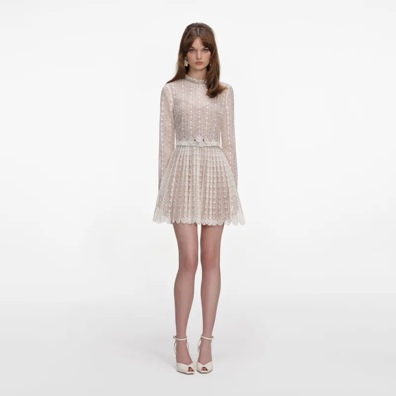 Cream Organza Lace Mini Dress made by Self-Portrait