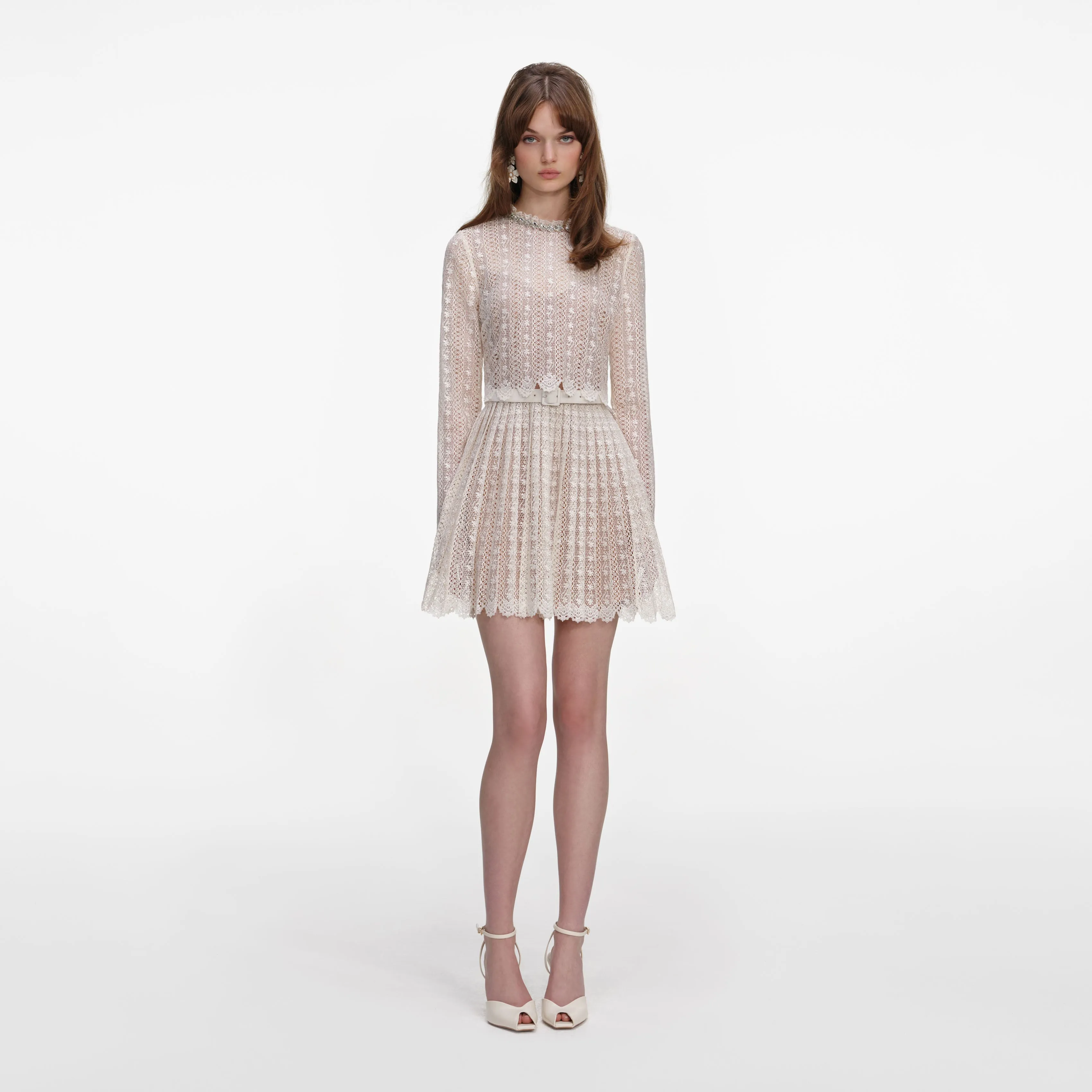 Cream Organza Lace Mini Dress sold by Self-Portrait