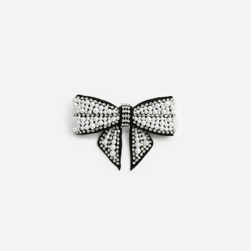 Black Pearl Satin Bow Hairclip made by Self-Portrait