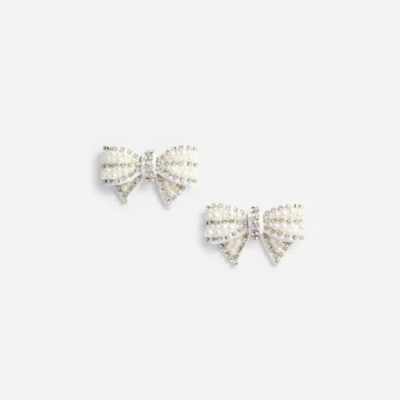 Pearl Satin Bow Earrings made by Self-Portrait
