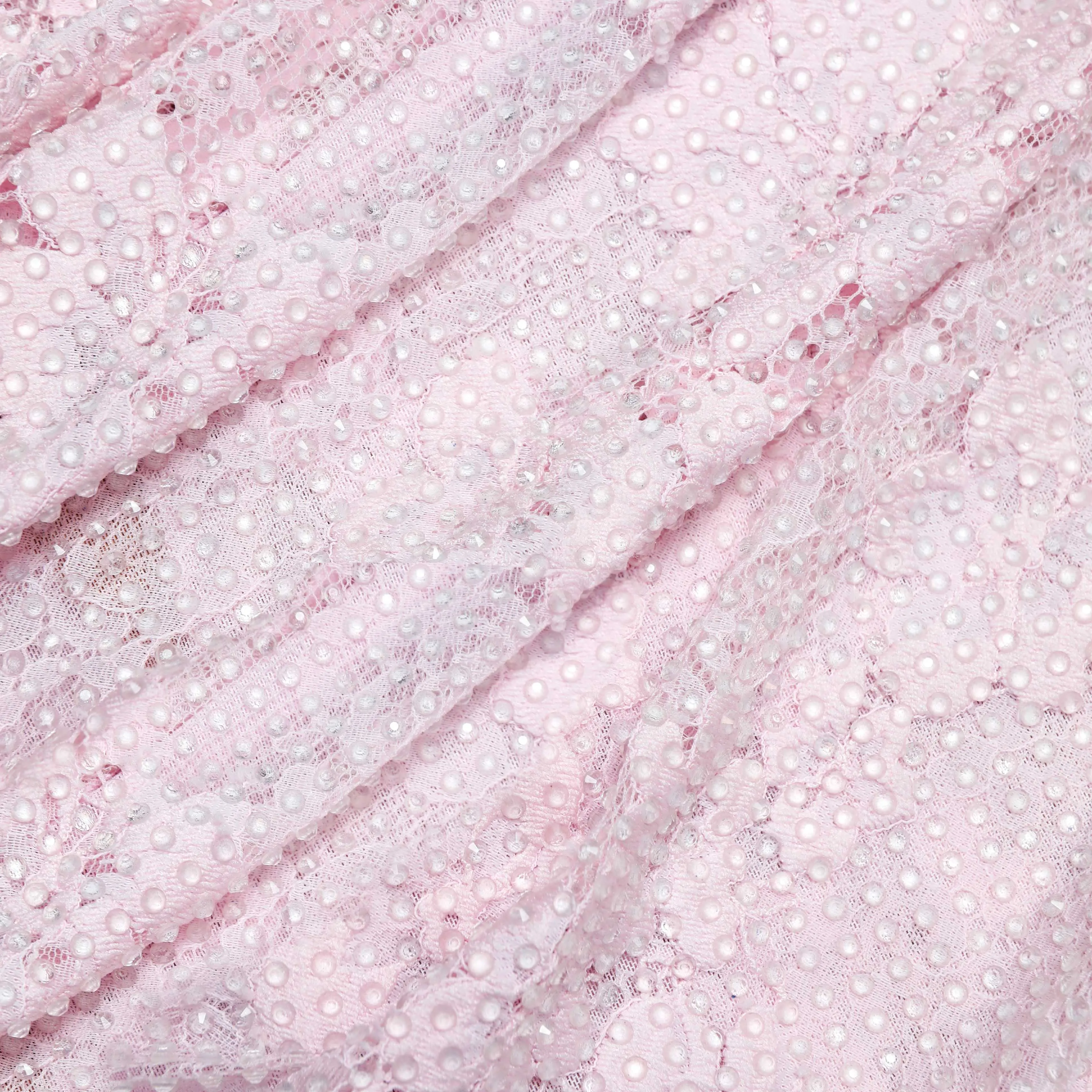 Pink Rhinestone Lace Asymmetric Midi Dress sold by Self-Portrait product image thumbnail 5