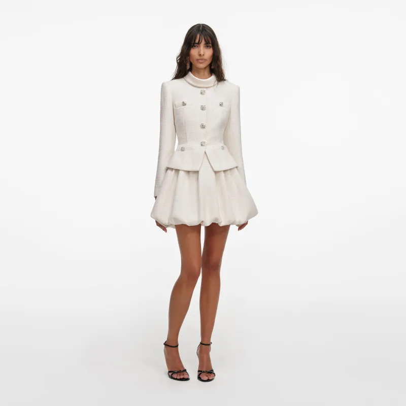 Cream Boucle Collared Mini Dress made by Self-Portrait