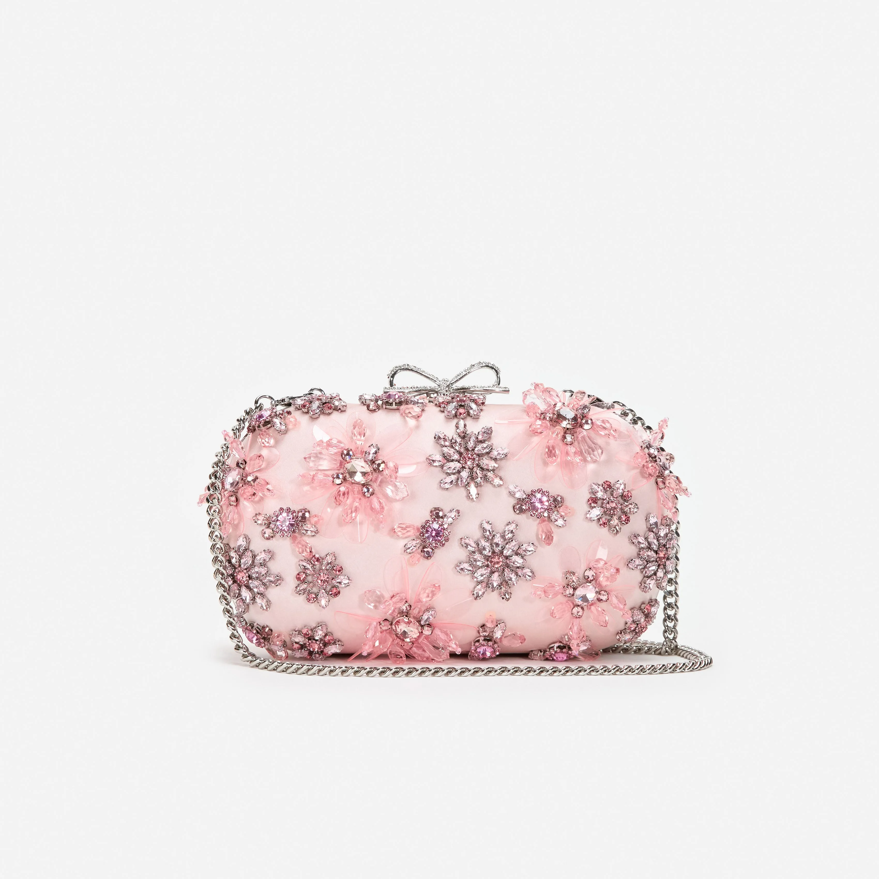 Pink Satin Floral Crystal Clutch sold by Self-Portrait product image thumbnail 4